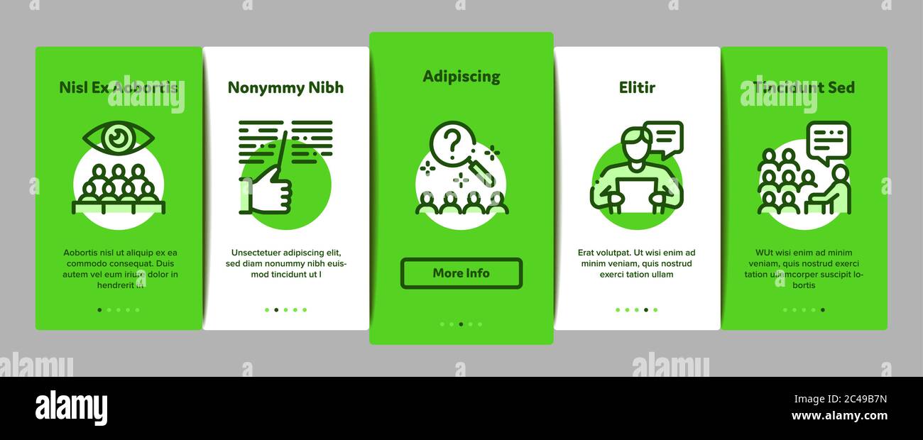 Seminar Conference Onboarding Elements Icons Set Vector Stock Vector