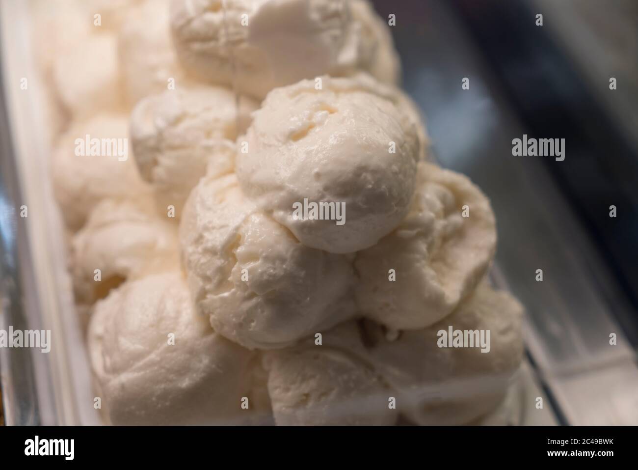 vanilla milk ice cream in shop refrigerator Ice Cream Showcase Fridge