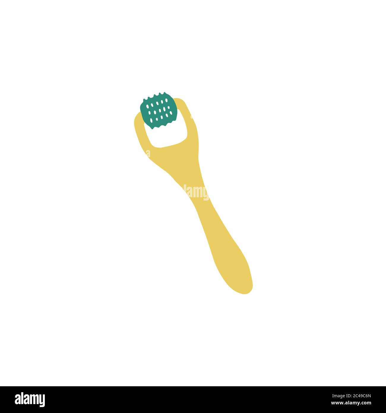 Derma roller icon. Meso-roller for skin care. Tool for mesotherapy. Vector flat hand drawn illustration. Stock Vector