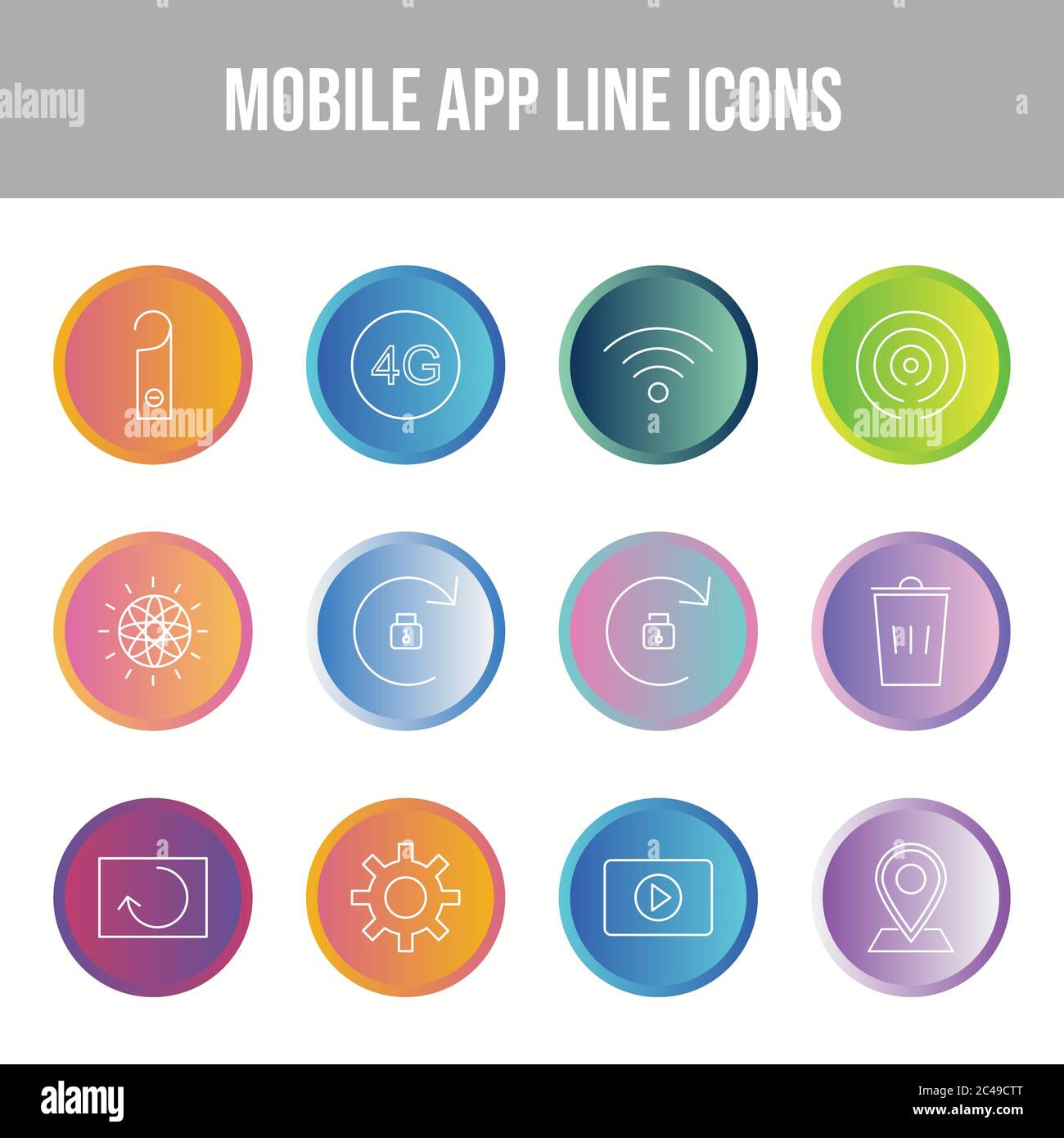 12 Mobile App Vector Icons in One Set Stock Vector Image & Art - Alamy