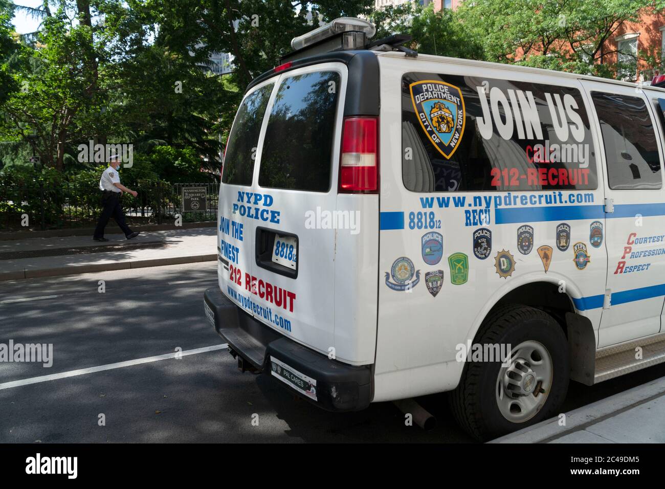 June 19, 2020, New York, New York, USA: NYPD recruit vehicle. Join us,  police department city of New York. In June 1865, Union soldiers arrived in  Texas to announce that all slaves