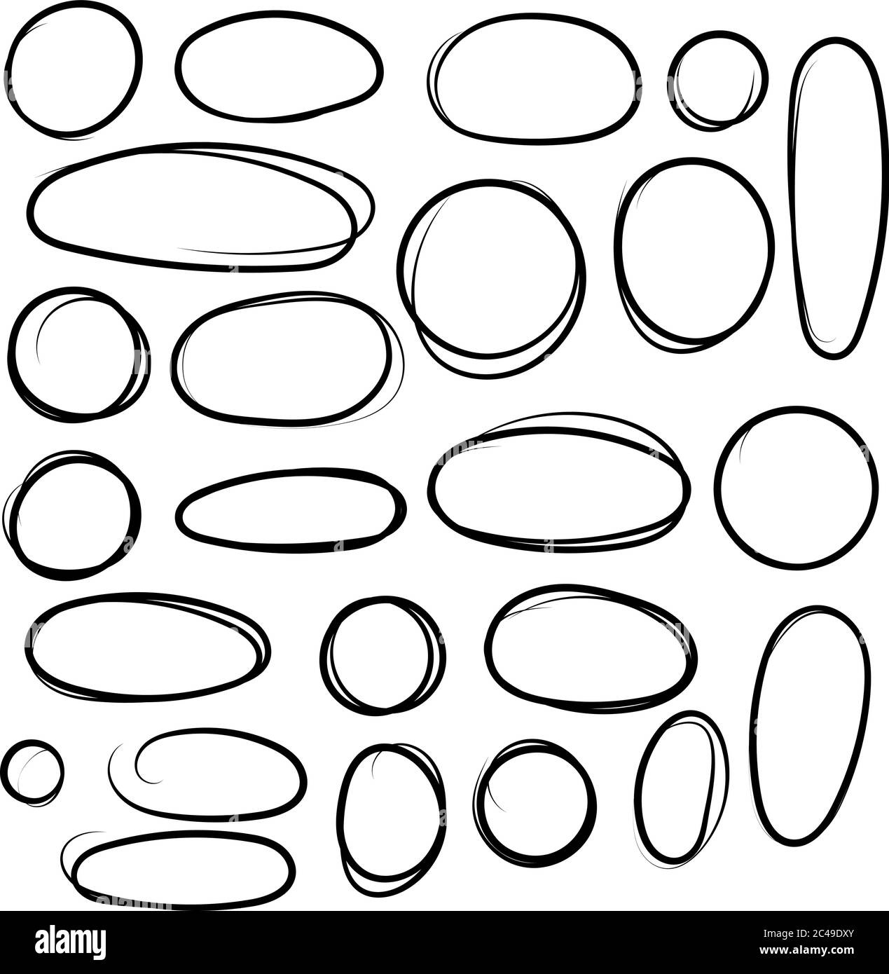 Set of the hand drawn scribble circle. Vector illustration on white ...