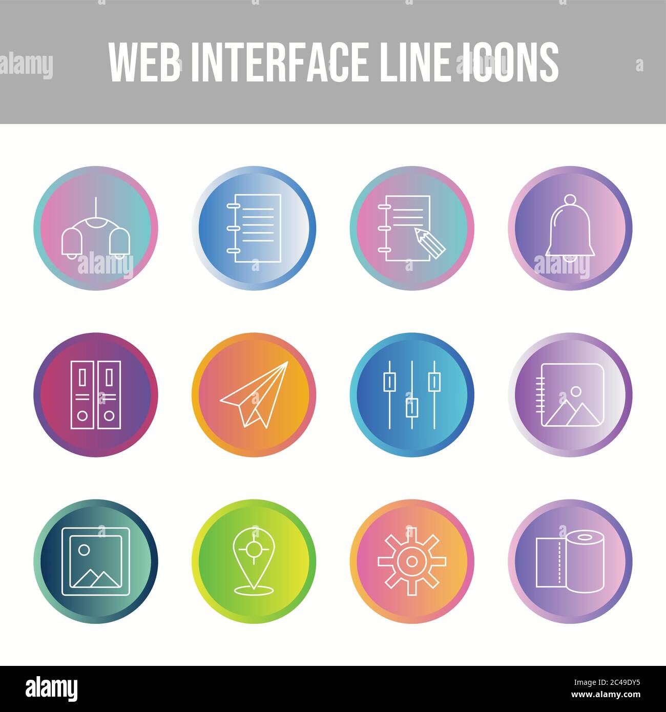Beautiful Web Interface vector icon set Stock Vector Image & Art - Alamy