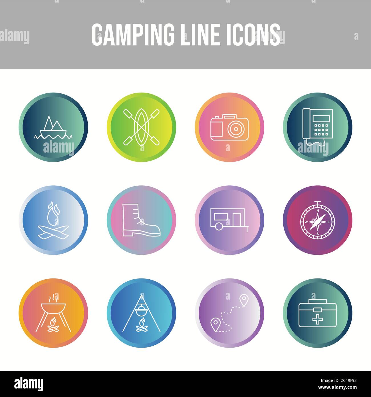 Beautiful Camping vector icon set Stock Vector Image & Art - Alamy
