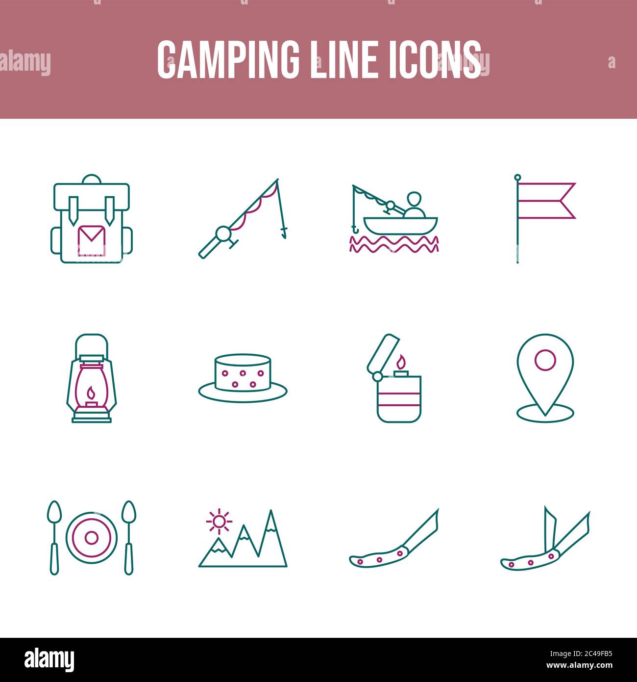 Beautiful Camping vector icon set Stock Vector Image & Art - Alamy