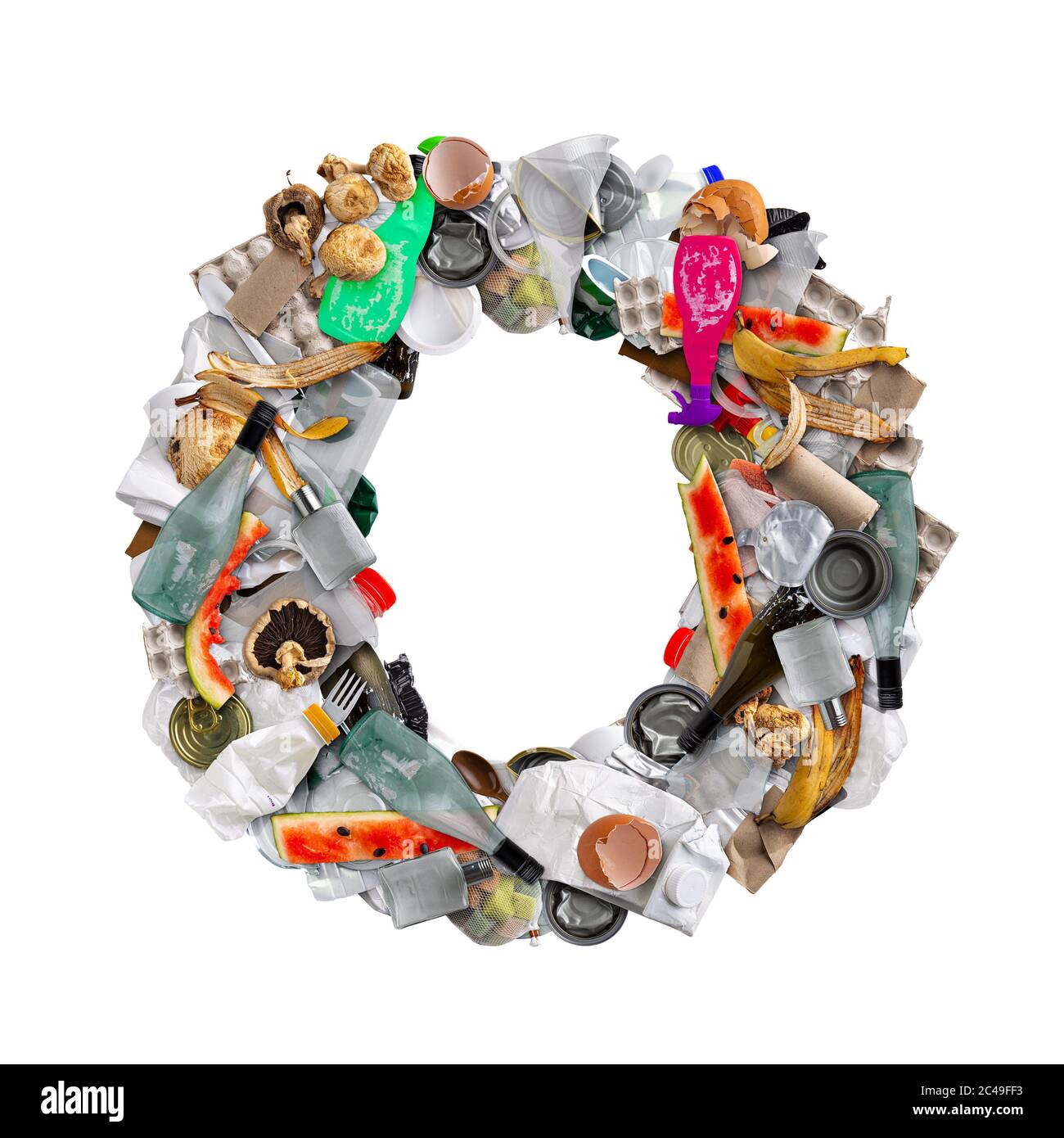 Letter O made of trash Stock Photo