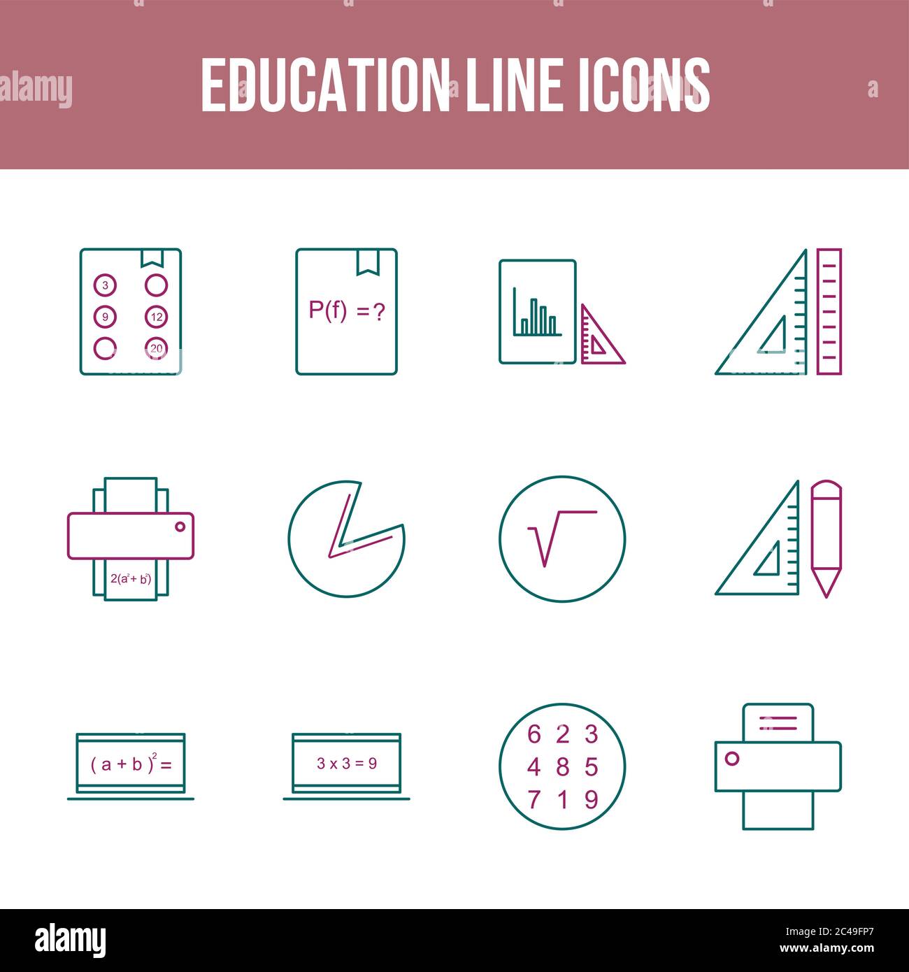 Beautiful Education Vector Icons Set Stock Vector