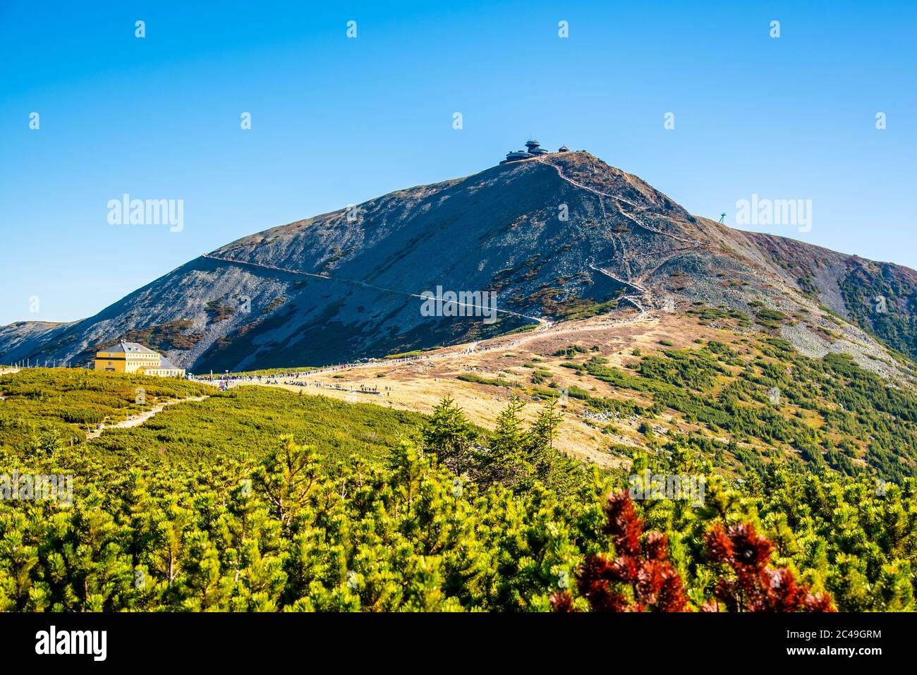 Snezka, or Sniezka - the highest mountain of Czech Republic, Giant Mountains - Krkonose National Park, Czech Republic and Poland. Stock Photo