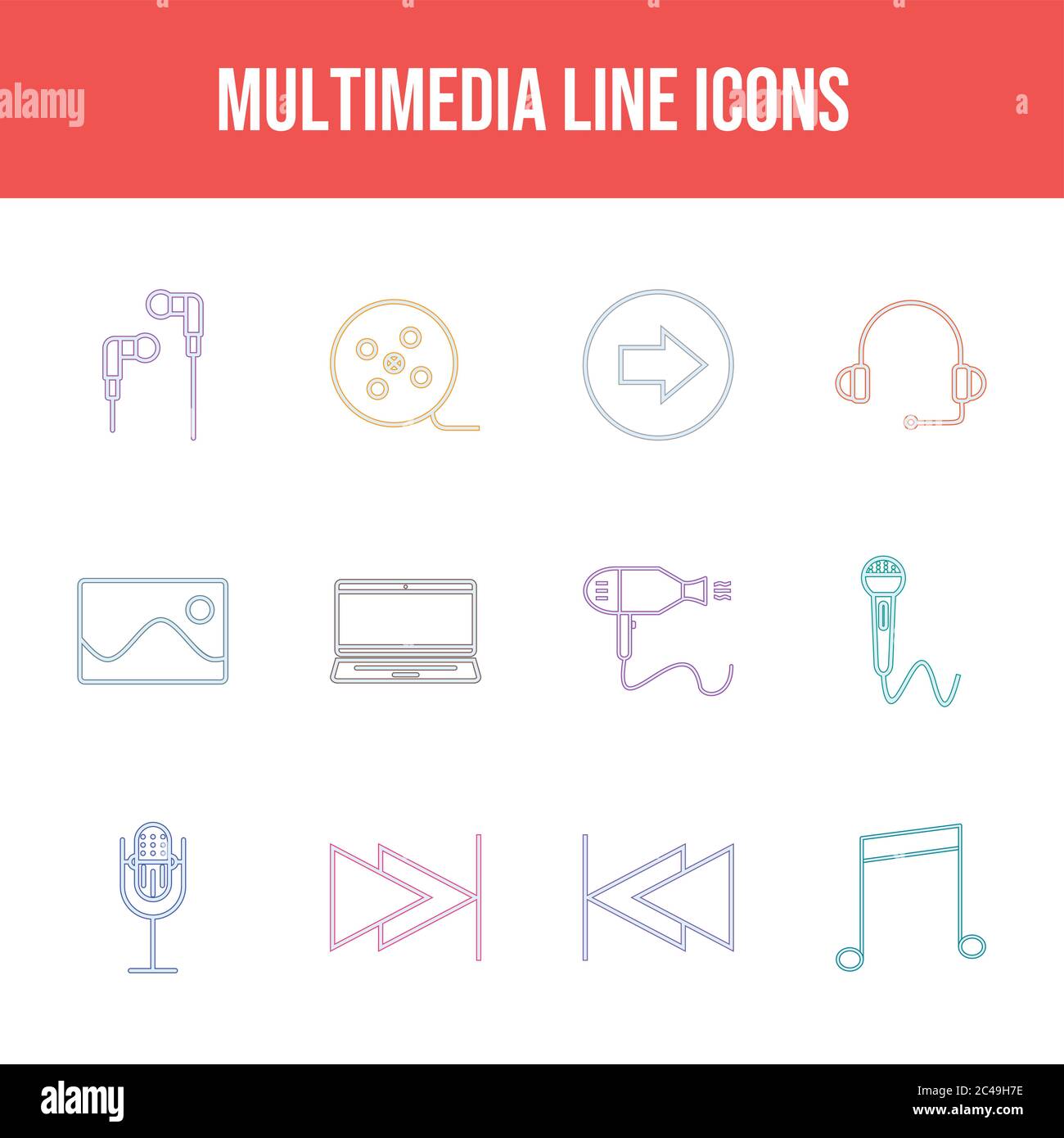 Beautiful Multimedia vector icon set Stock Vector