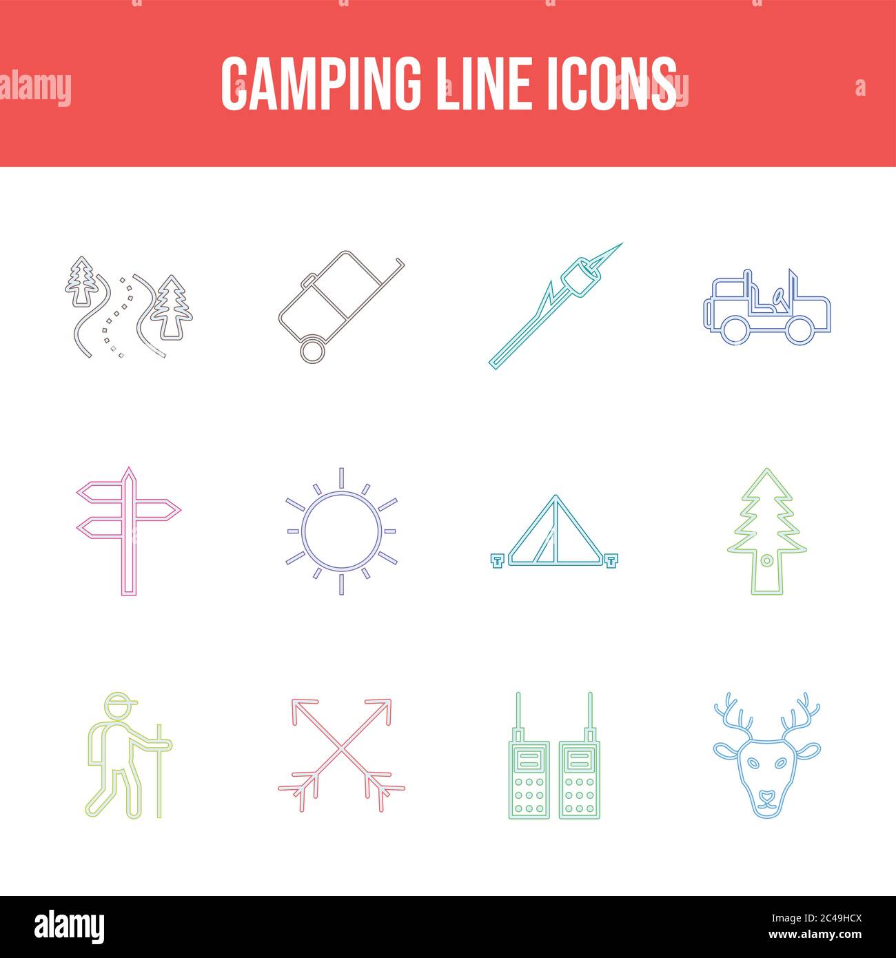 Beautiful Camping vector icon set Stock Vector Image & Art - Alamy