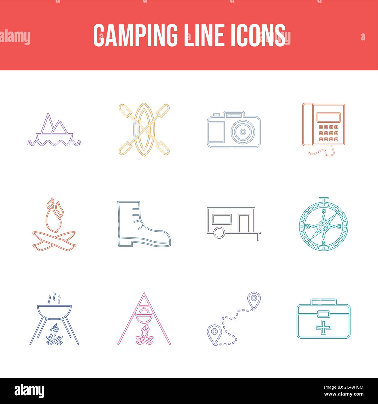 Beautiful Camping vector icon set Stock Vector Image & Art - Alamy
