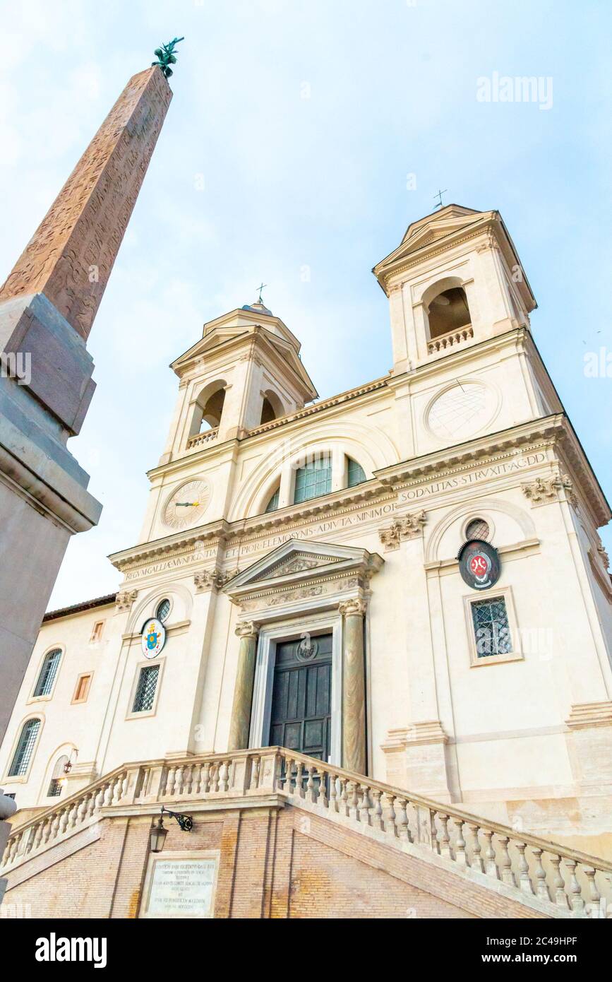 Trinita dei Monti church at the top of Spanish Steps in Rome, Italy ...