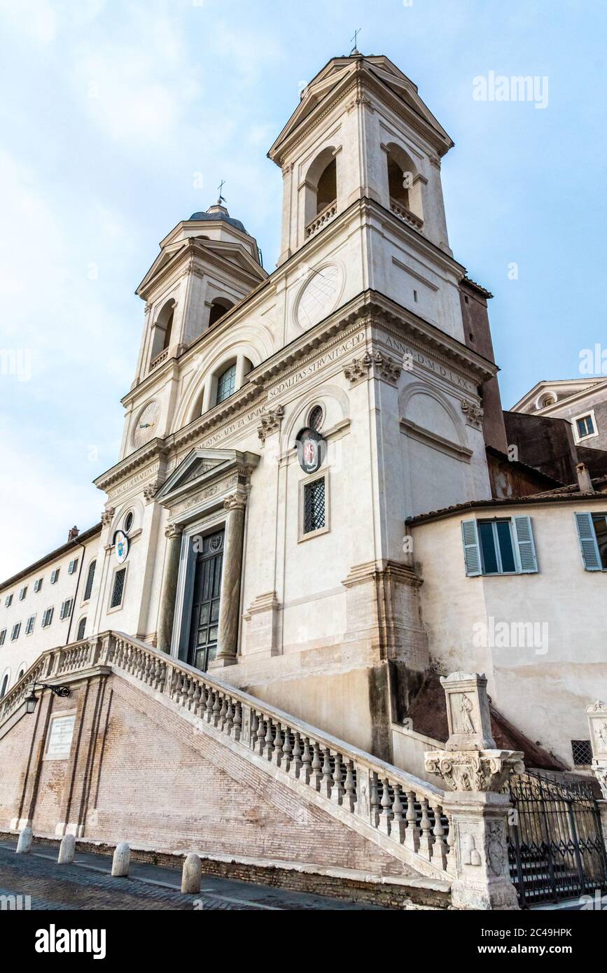 Trinita dei Monti church at the top of Spanish Steps in Rome, Italy ...