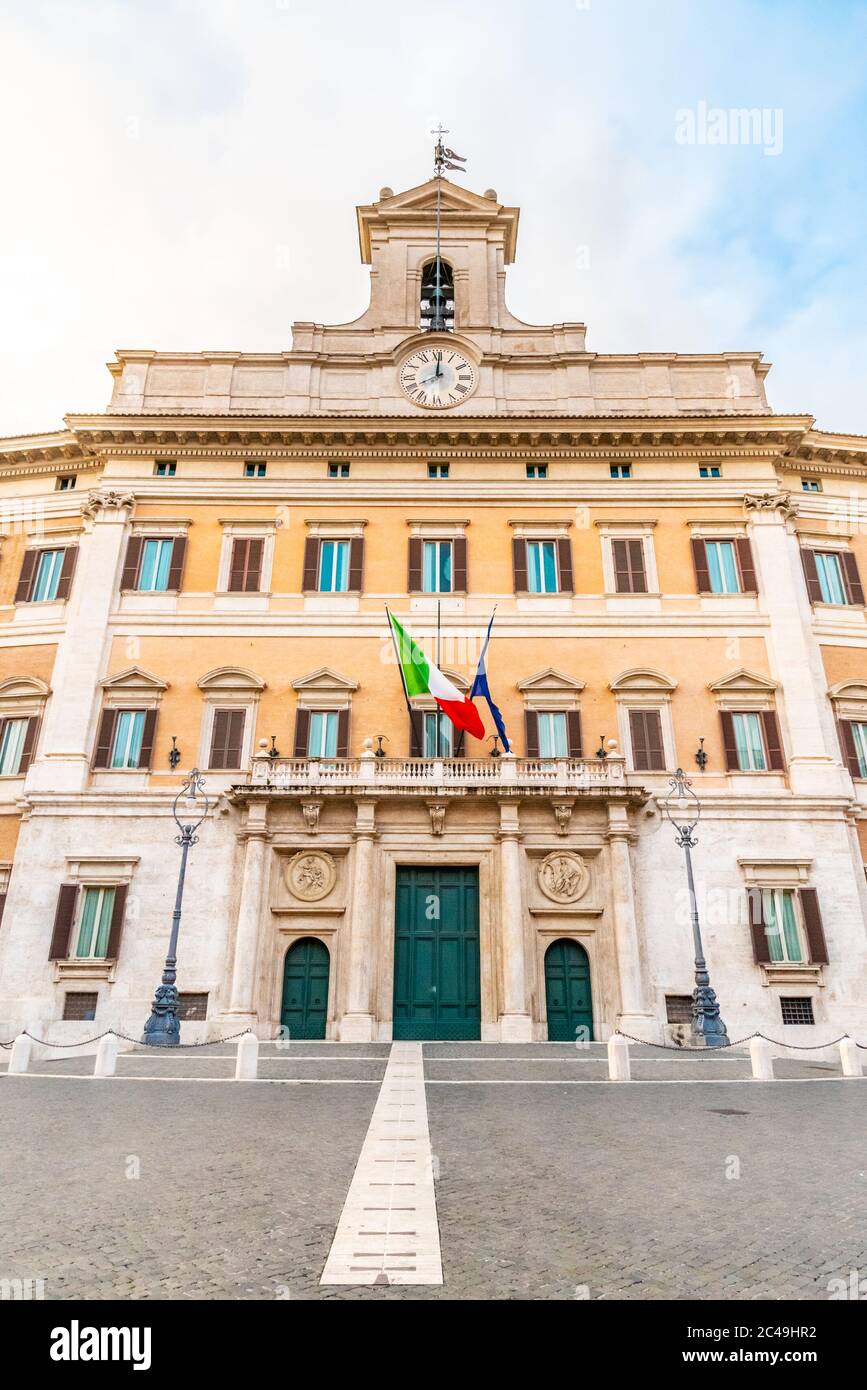 Montecitorio Palace, seat of Italian Chamber of Deputies. Italian Parliament building, Rome, Italy. Stock Photo
