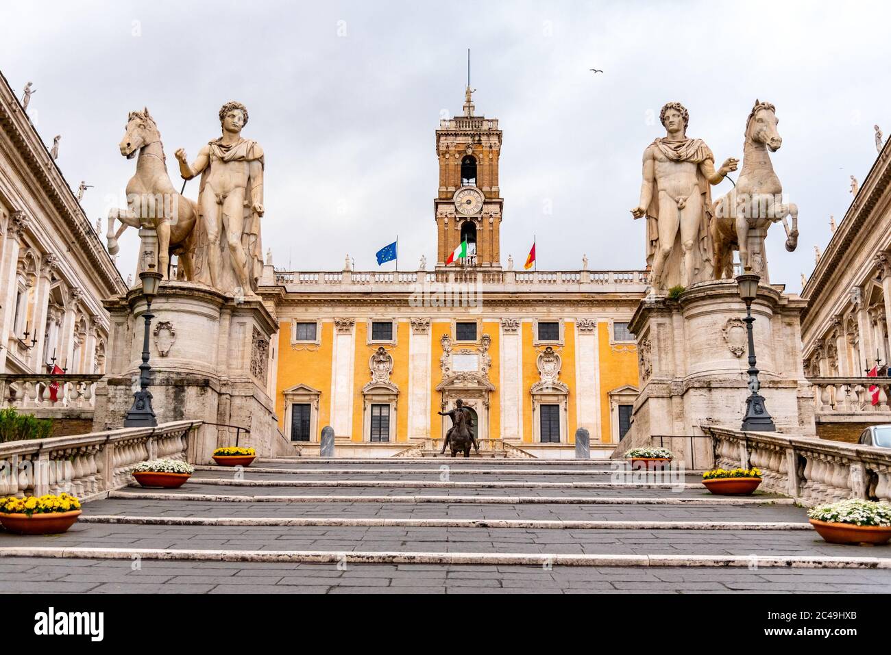 Michelangelo Capitoline Steps to Piazza Campidoglio on Capitoline Hill,  Rome, Italy Stock Photo - Alamy, image size:1300x957