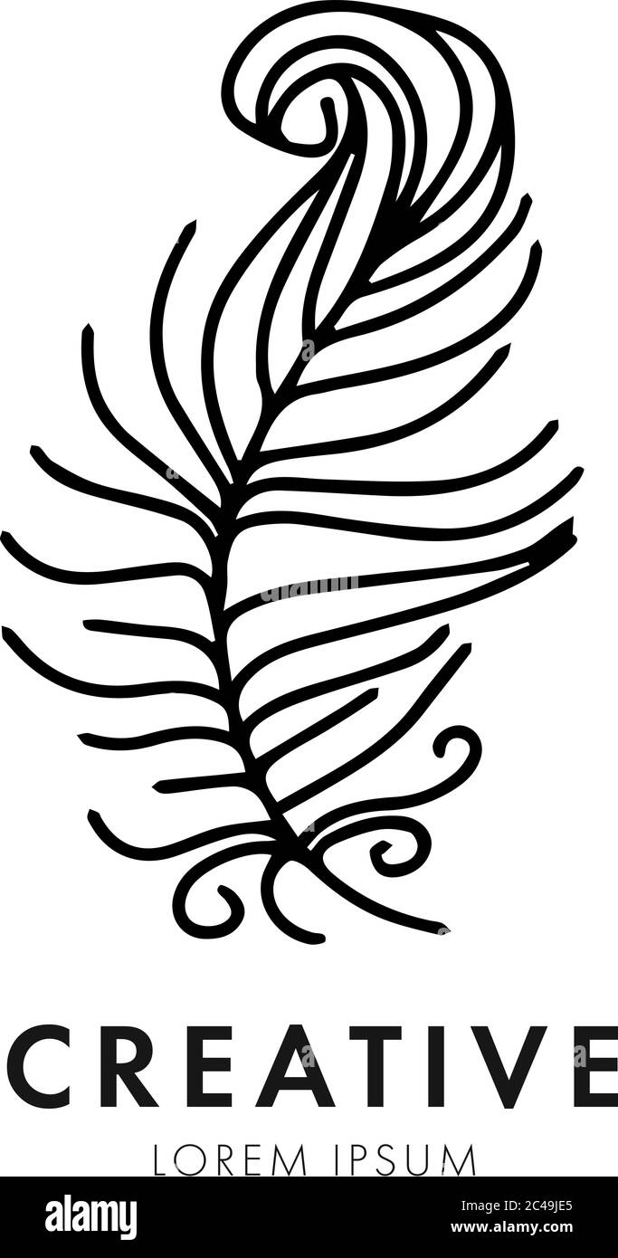 Line feather icon logo isolated on white background. Vector ...