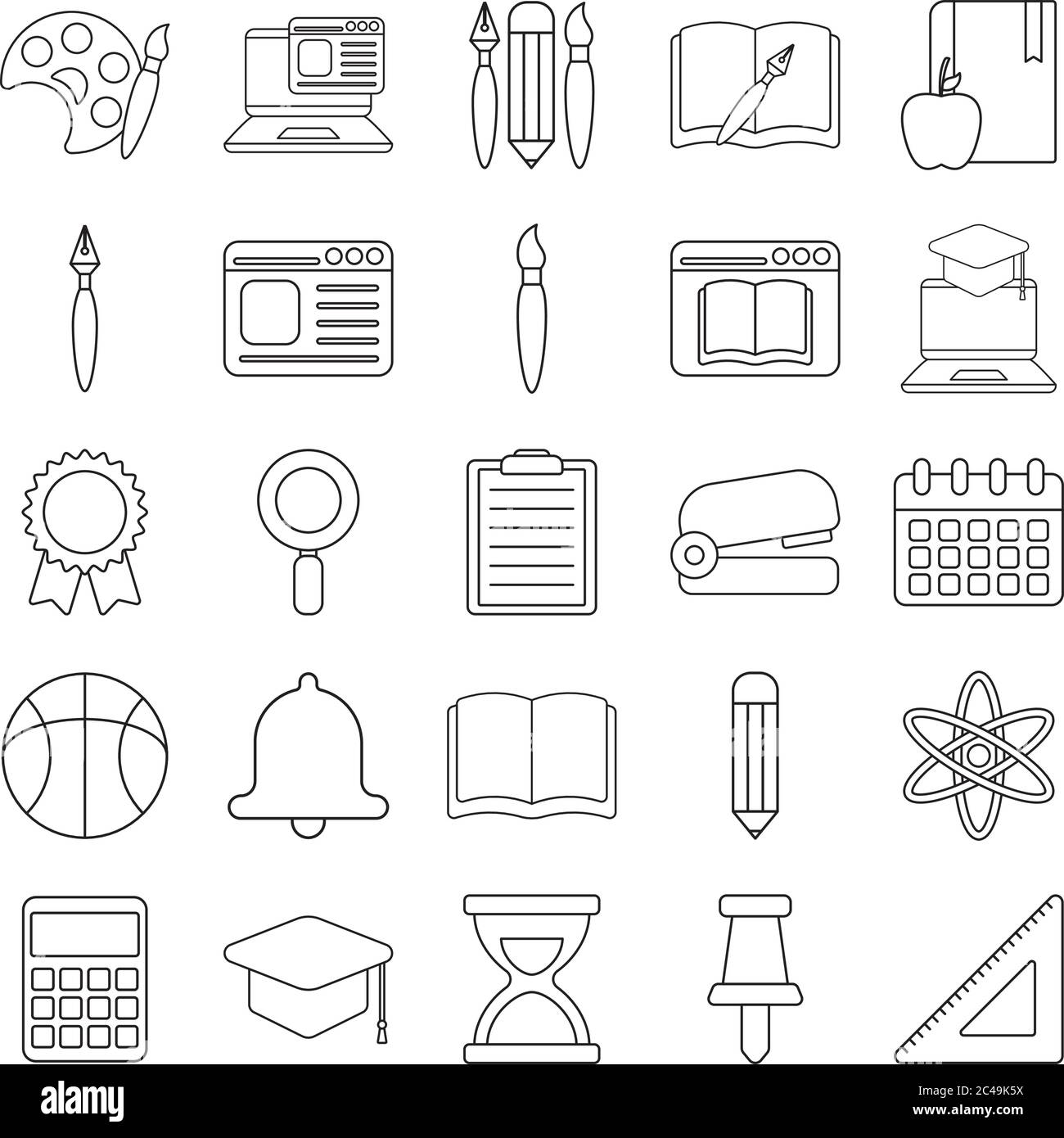 Line style icon set design, Eduaction school university class lesson ...