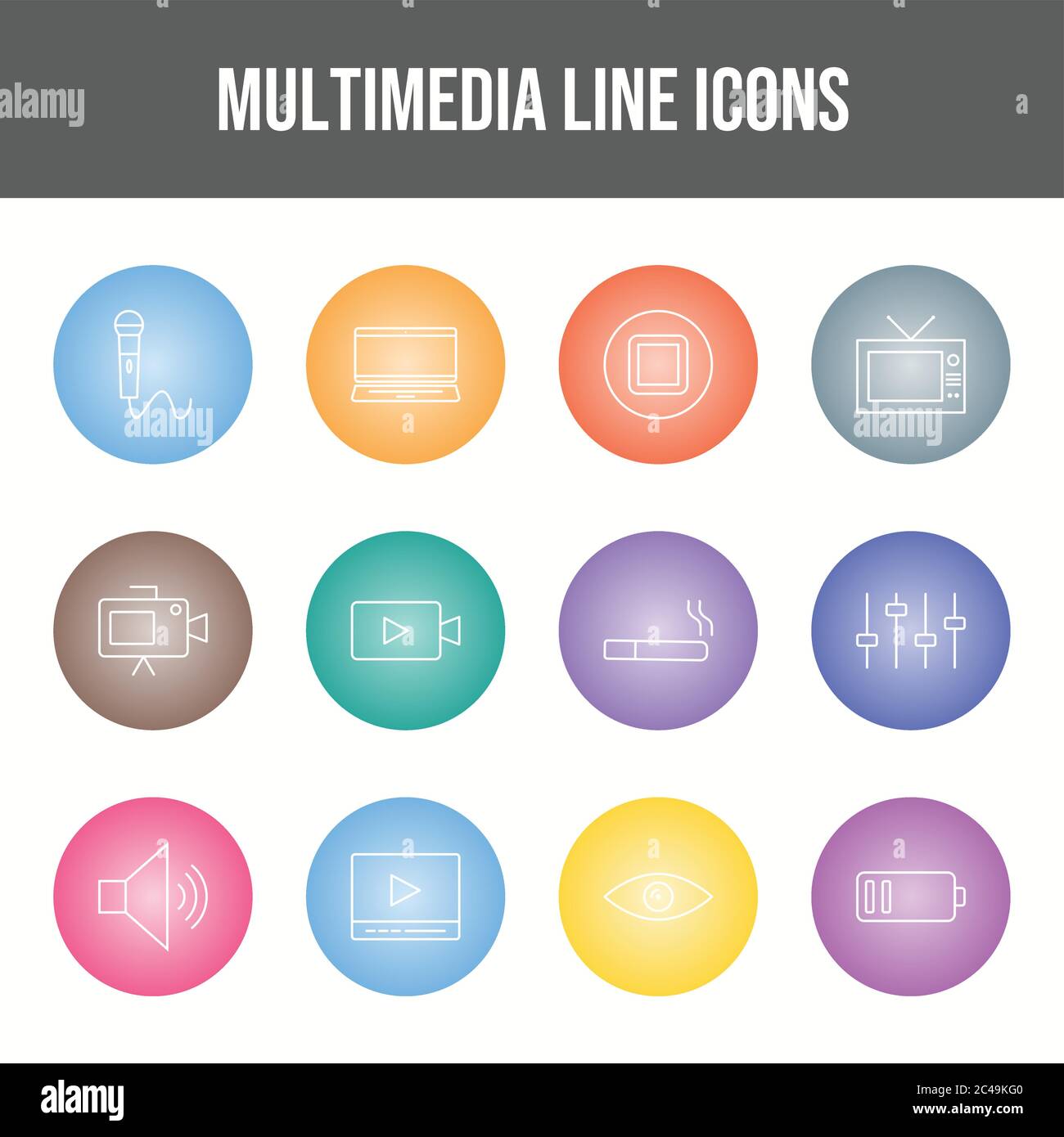 Beautiful Multimedia vector icon set Stock Vector Image & Art - Alamy