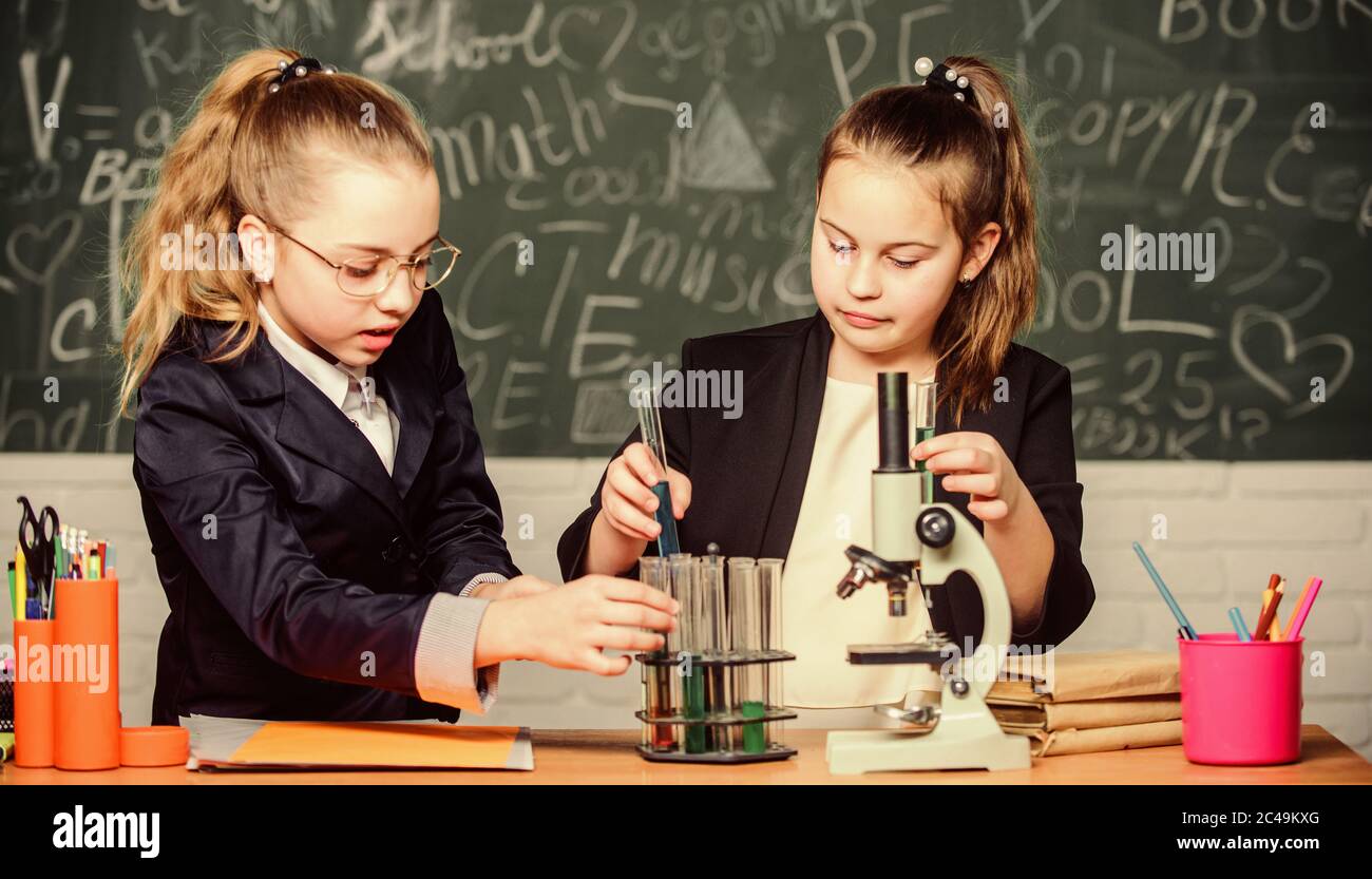 Gymnasium students with in depth study of natural sciences. Private ...
