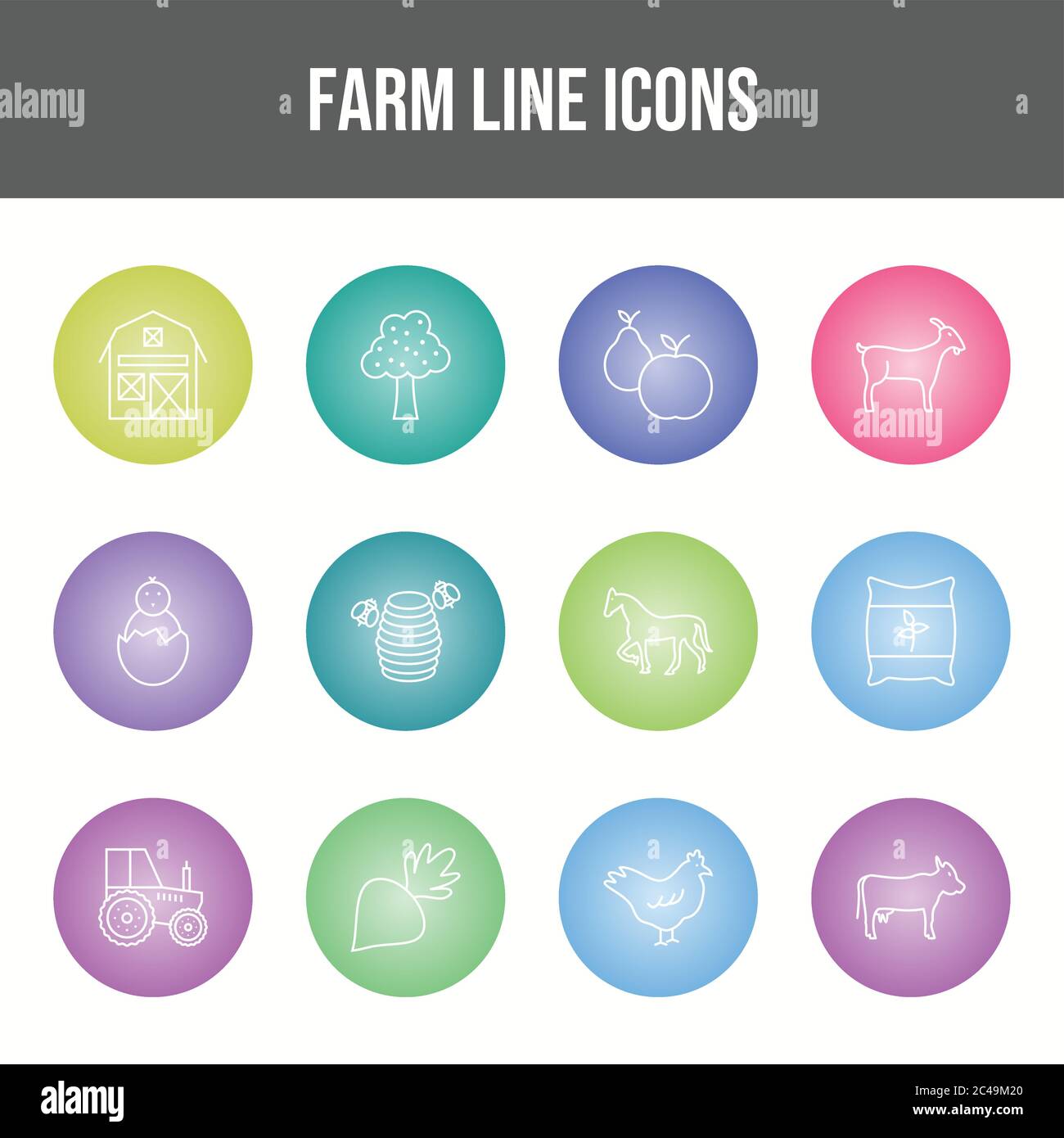 Beautiful Farm vector icon set Stock Vector Image & Art - Alamy