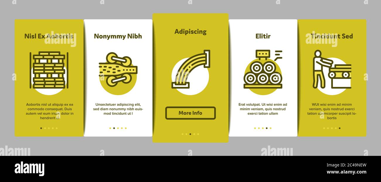 Wood Production Plant Onboarding Elements Icons Set Vector Stock Vector