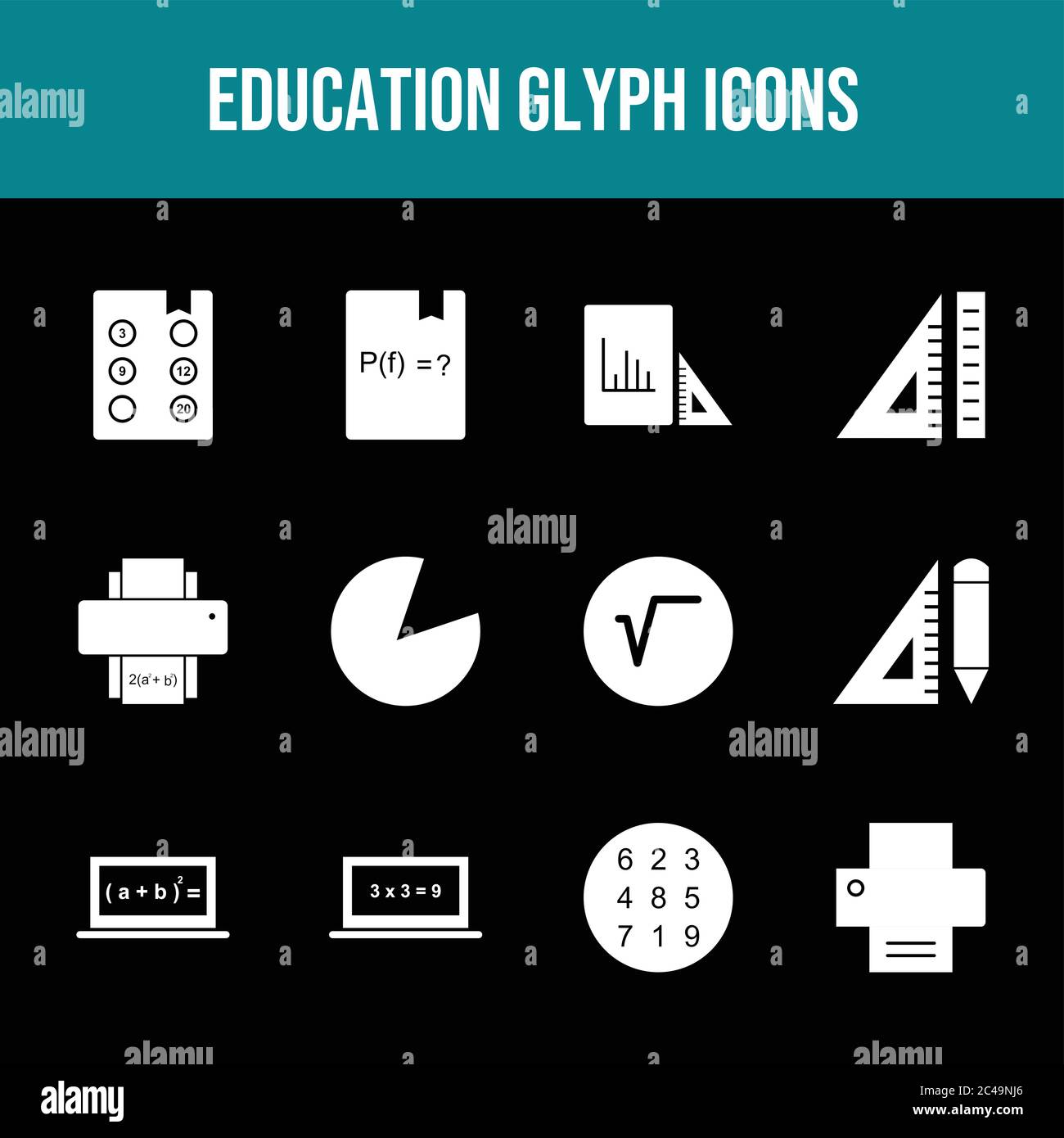 Beautiful Education Vector Icons Set Stock Vector