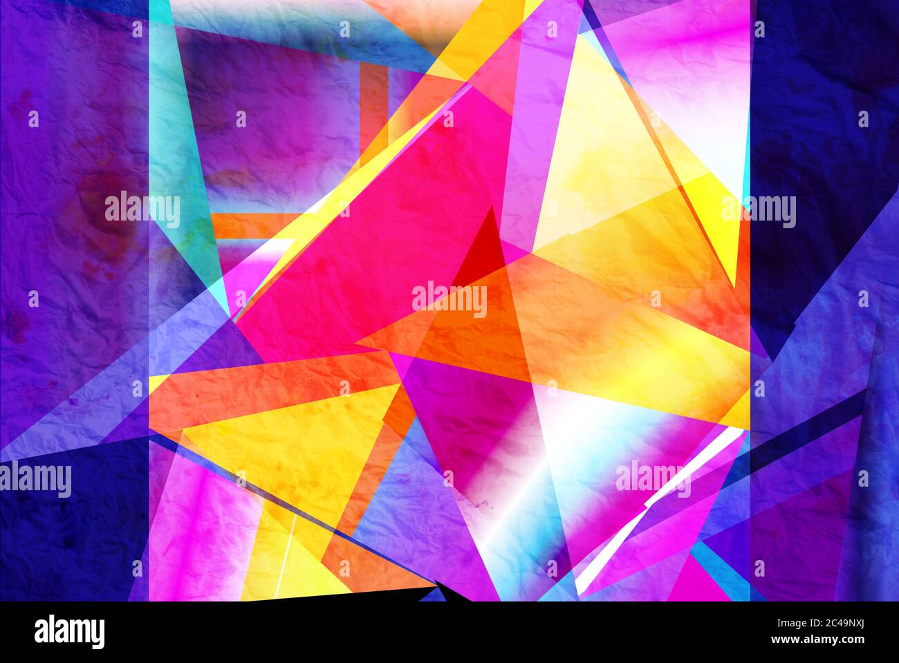 Abstract watercolor background with different geometric elements on a ...