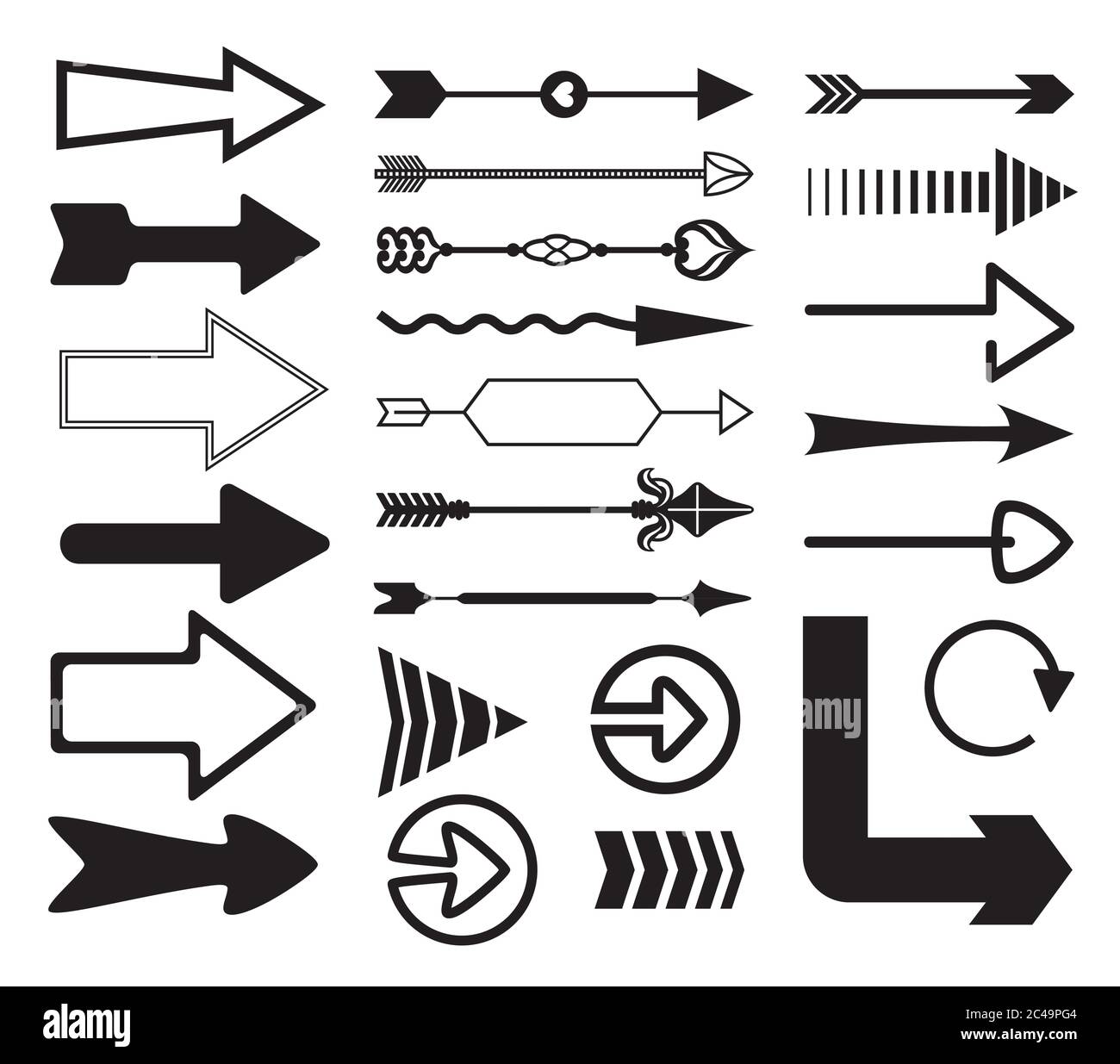 Set of decorative arrows. Vector illustration. Stock Vector