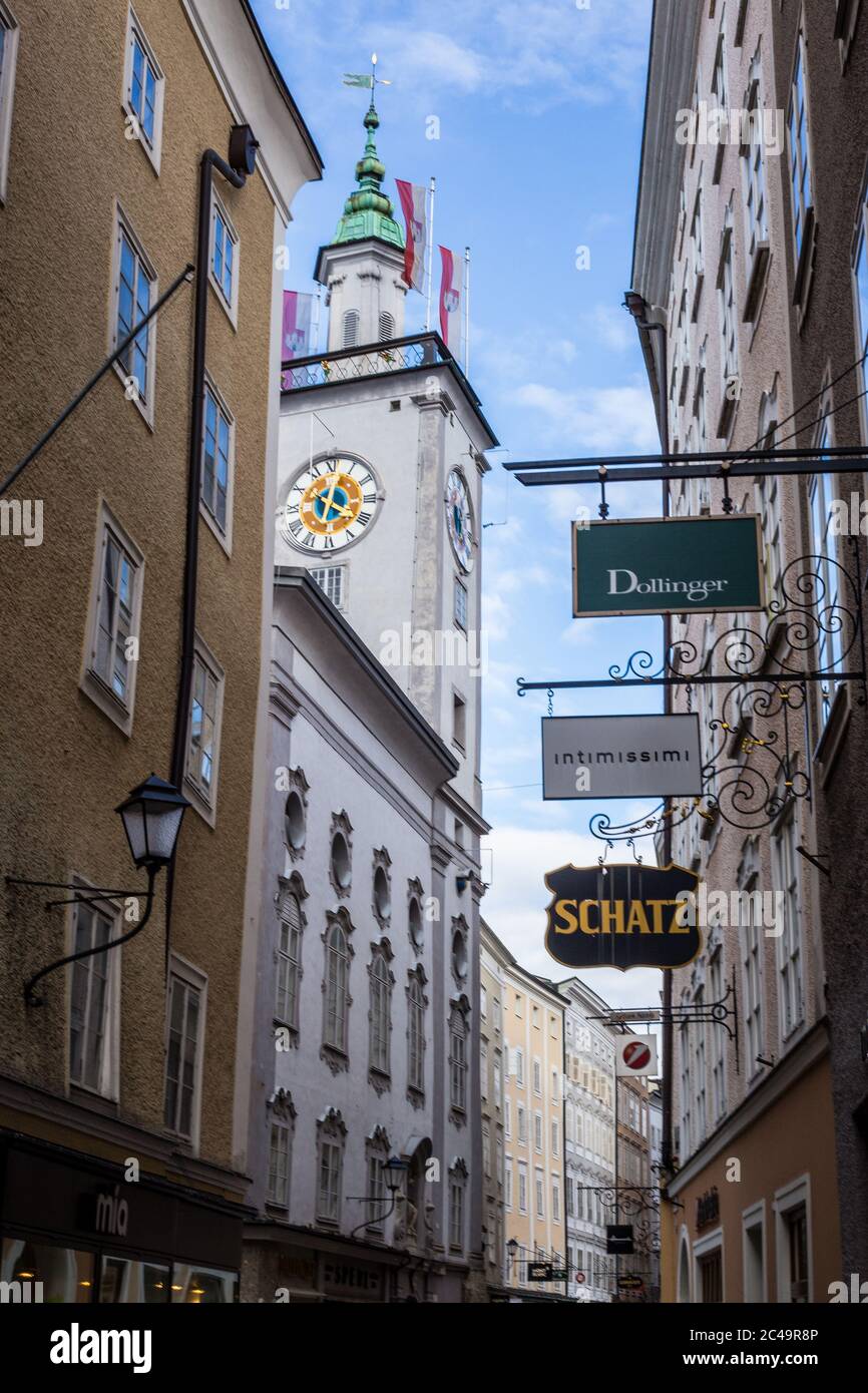 Salzburg city hall clock tower hires stock photography and images Alamy