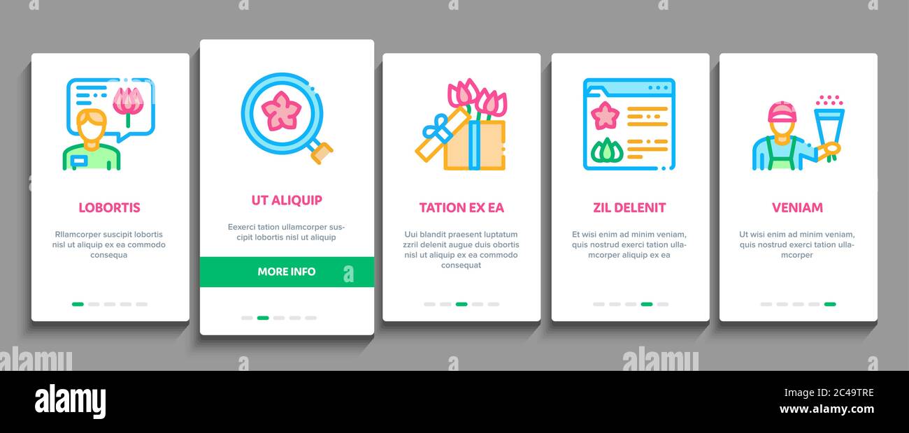 Flower Shop Boutique Onboarding Elements Icons Set Vector Stock Vector ...