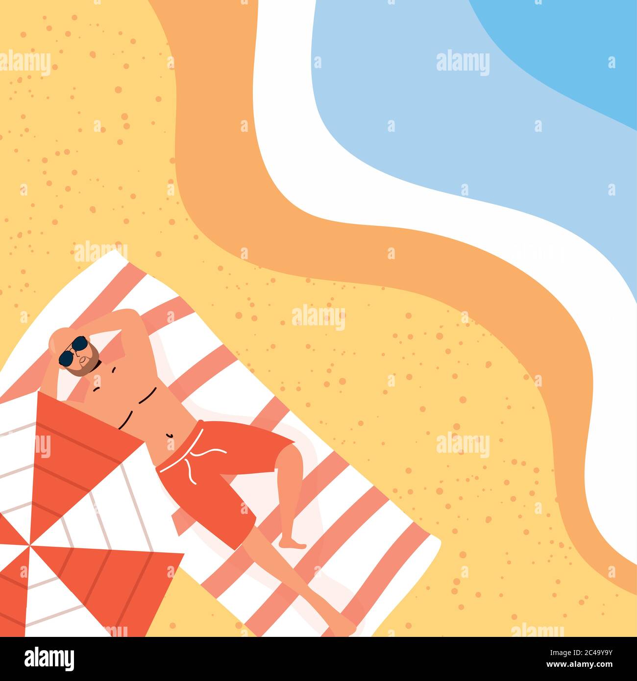 man on the beach summer vacations scene vector illustration design ...