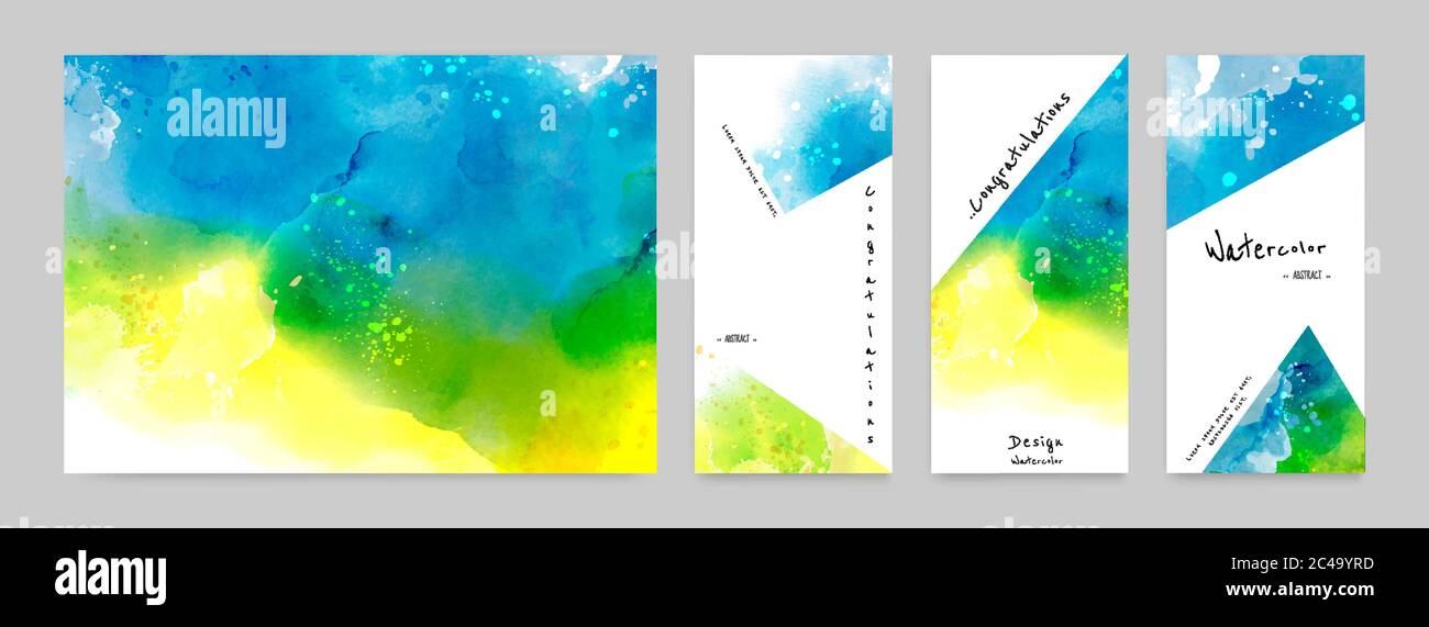 Set of Hand-painted Watercolor Card Layouts and Poster. Suitable for ...