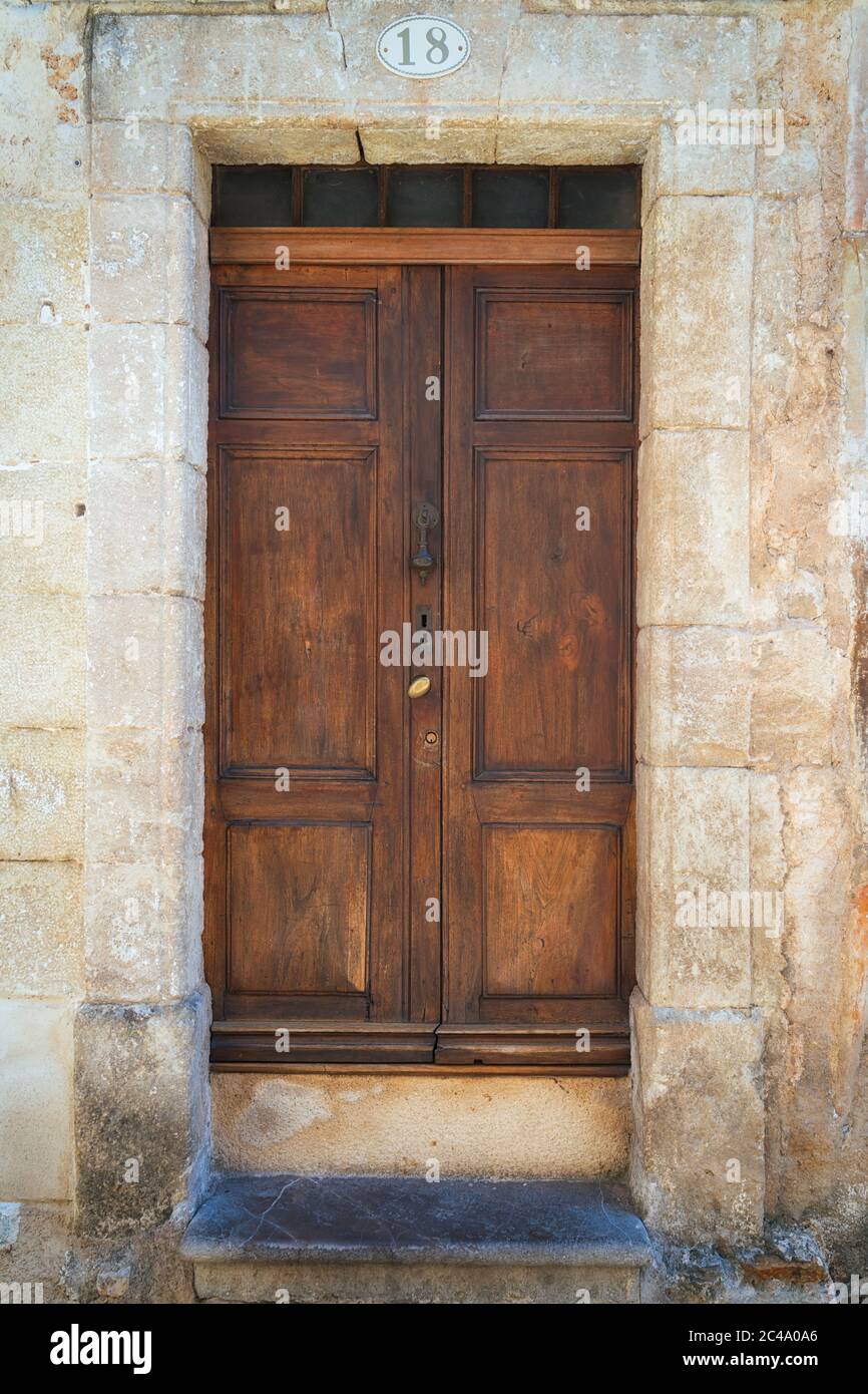 A very nice old door at a house in South of France. Stock Photo