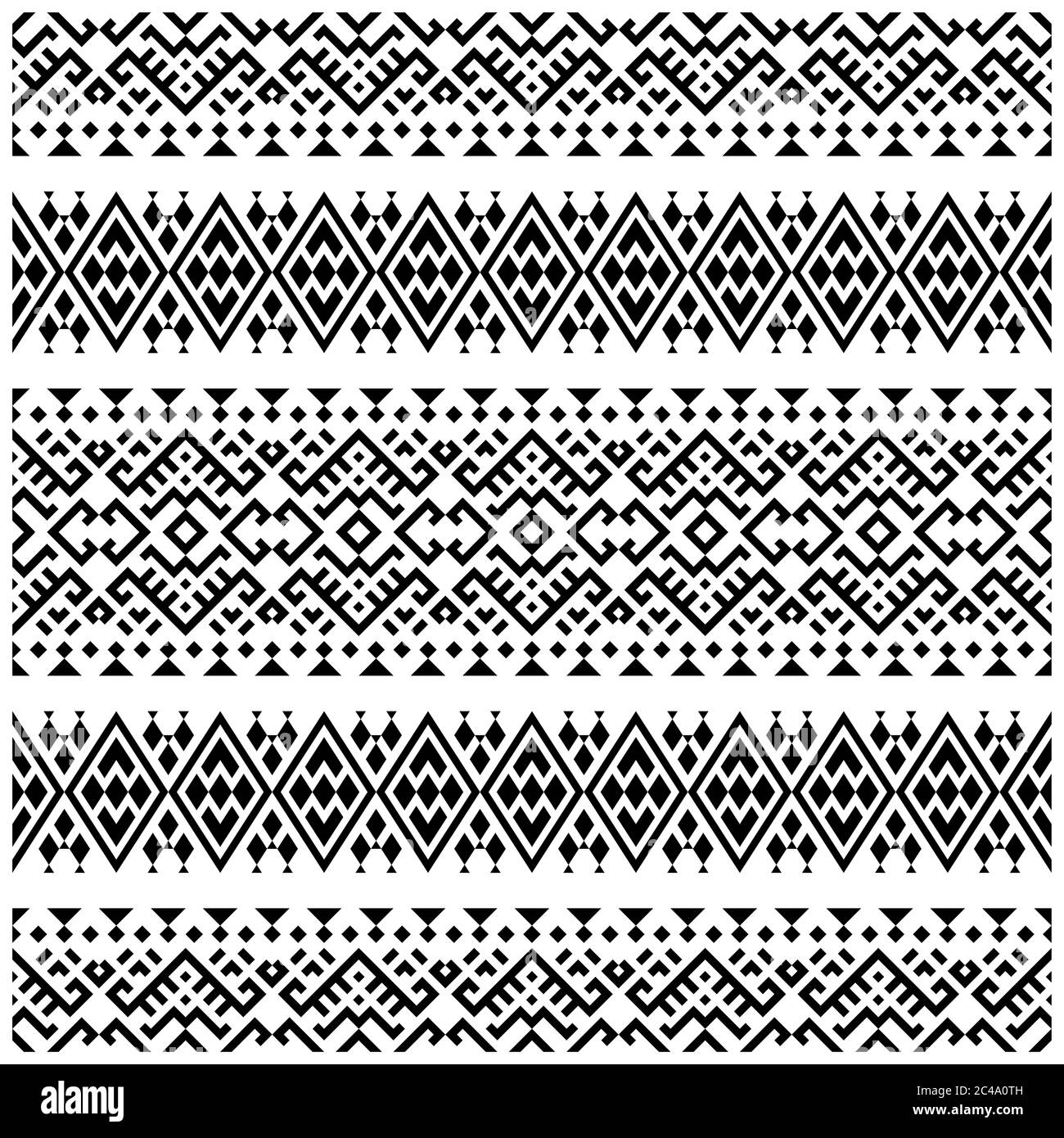 Ikat ethnic pattern vector in black and white color. Seamless Ethnic ...