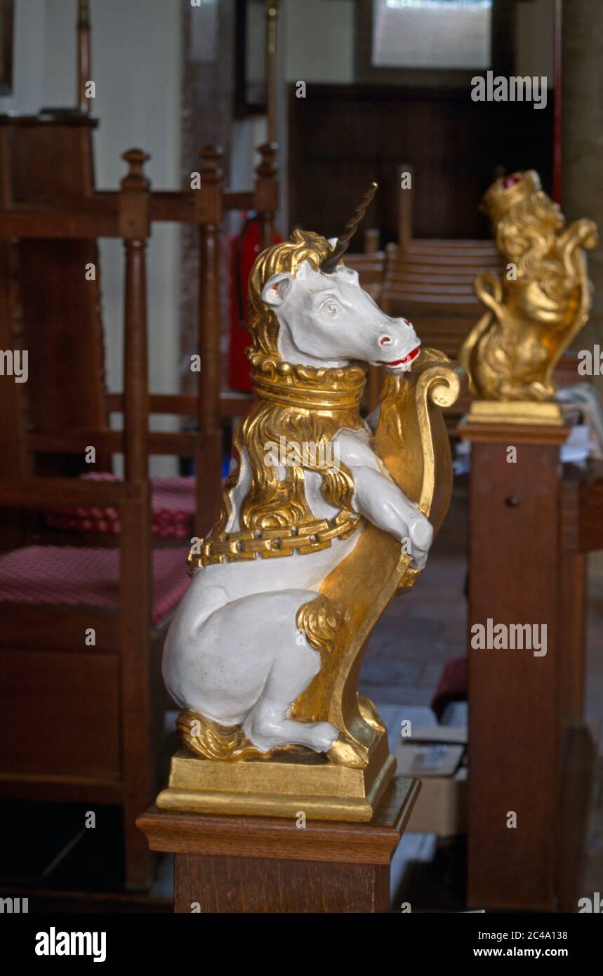 Unicorn Rampant at Church of the Wisdom of God in Kingswood Surrey England Stock Photo