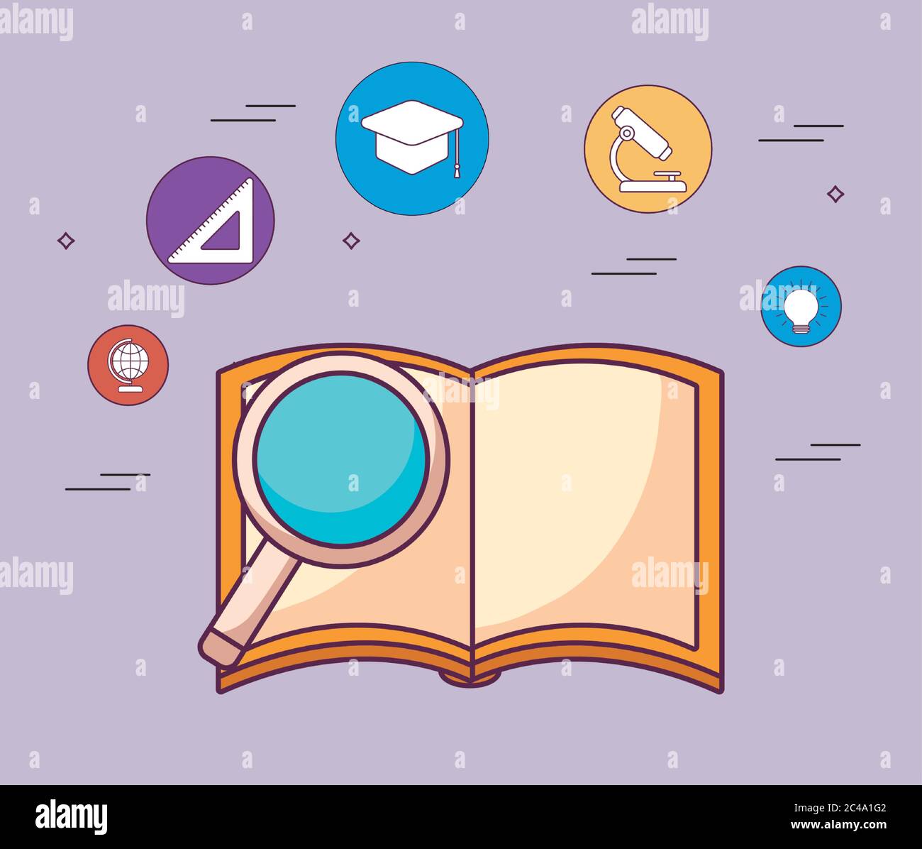 book with light bulb and icon set design, Eduaction school university ...
