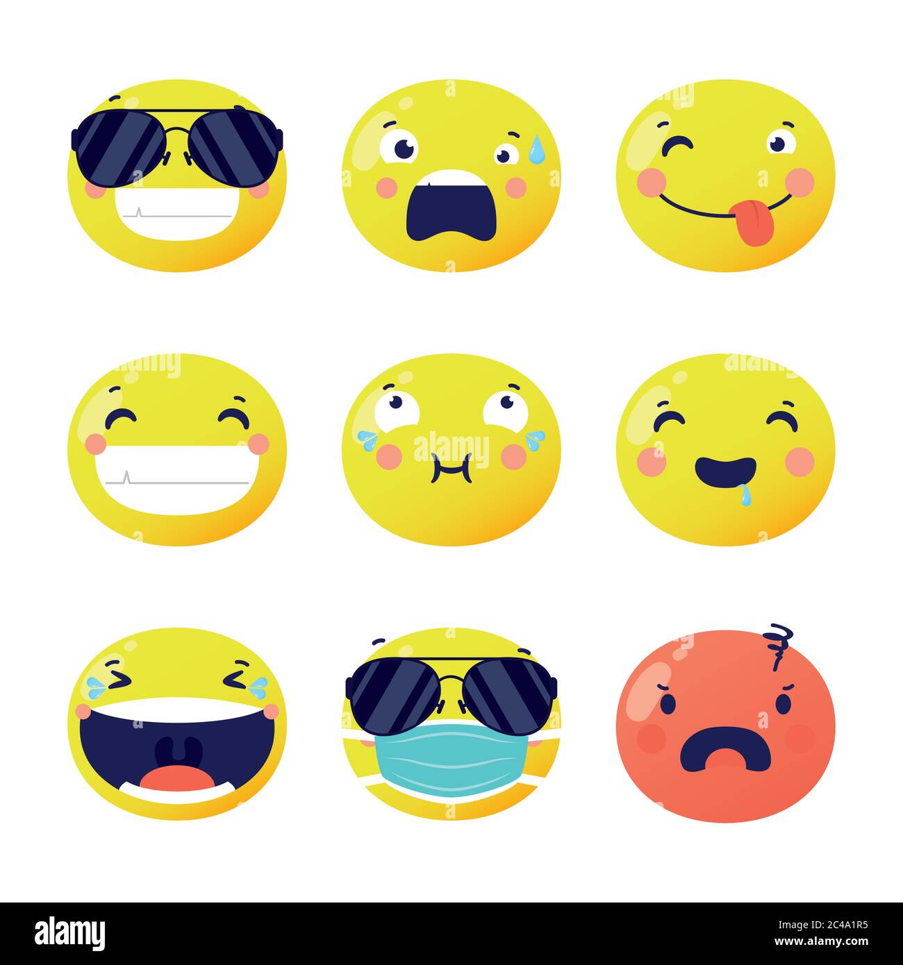 set of emojis faces funny characters vector illustration design Stock Vector