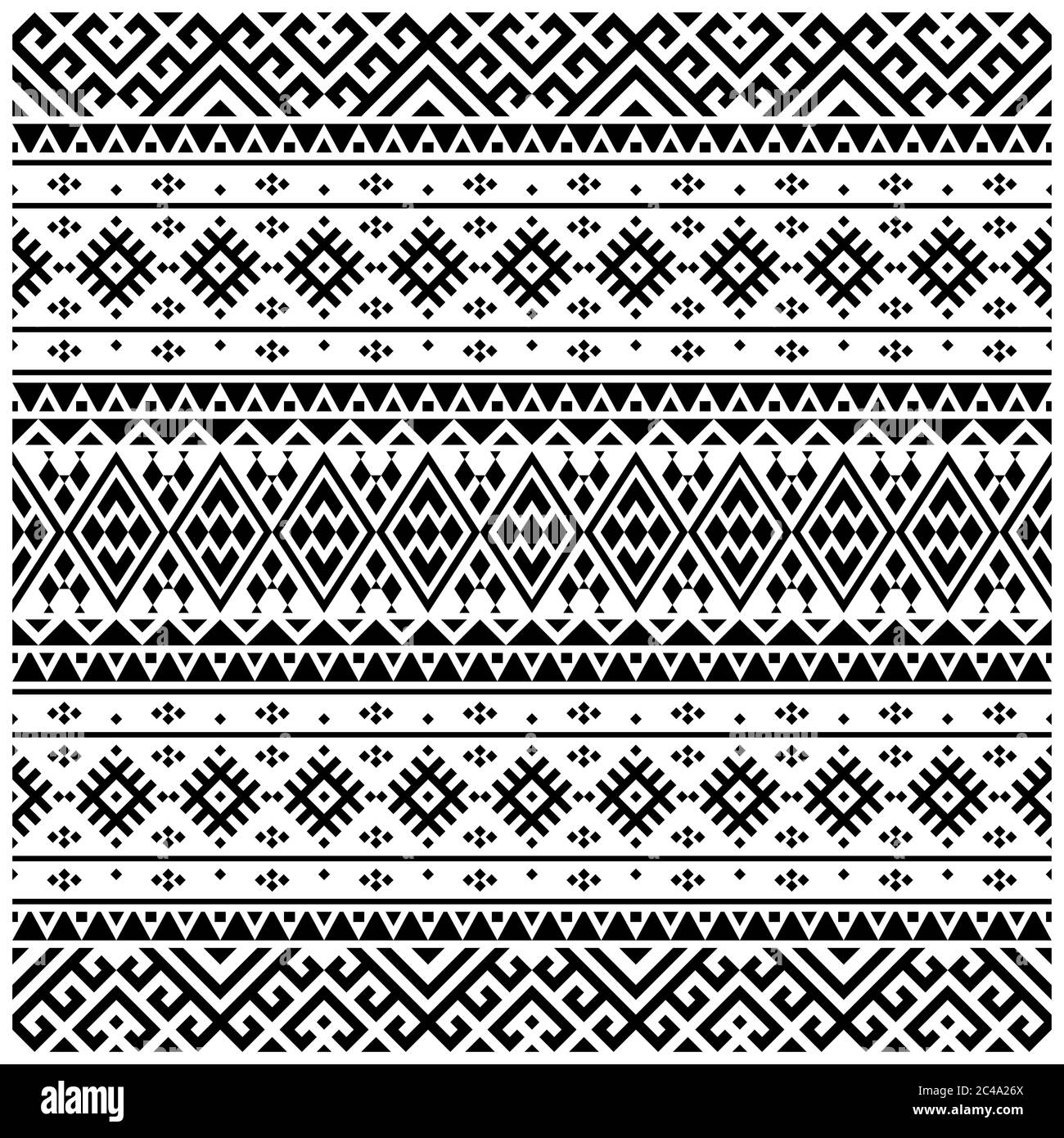 Ikat ethnic pattern vector in black and white color. Seamless Ethnic ...