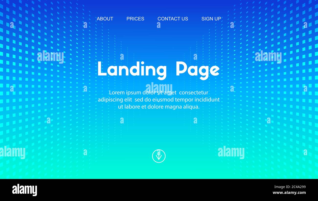 Web site landing page business template. Vector abstract minimal halftone blue background Stock Vector