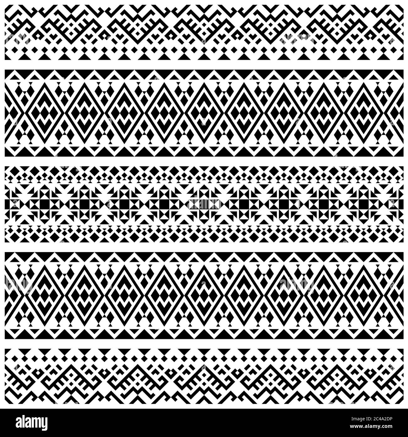 Ikat ethnic pattern vector in black and white color. Seamless Ethnic ...