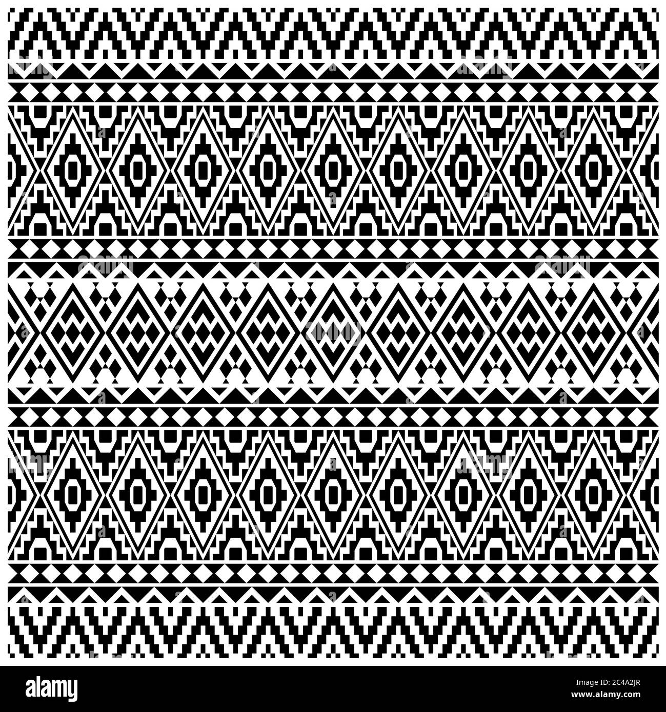 Aztec Ikat ethnic pattern vector in black and white color. Seamless ...