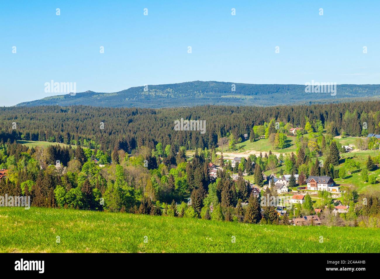 Summer landscape of Jizera Mountains from Bedrichov, Czech Republic. Stock Photo
