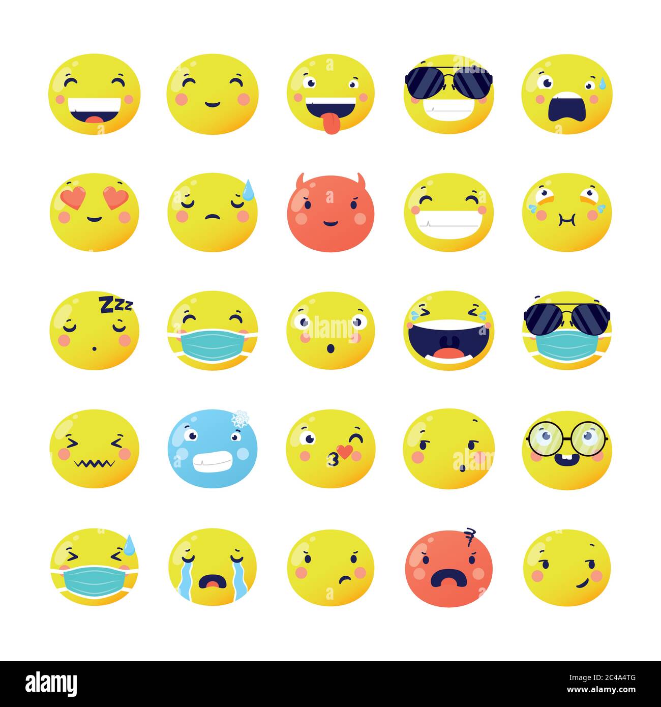 set of emojis faces funny characters vector illustration design Stock Vector