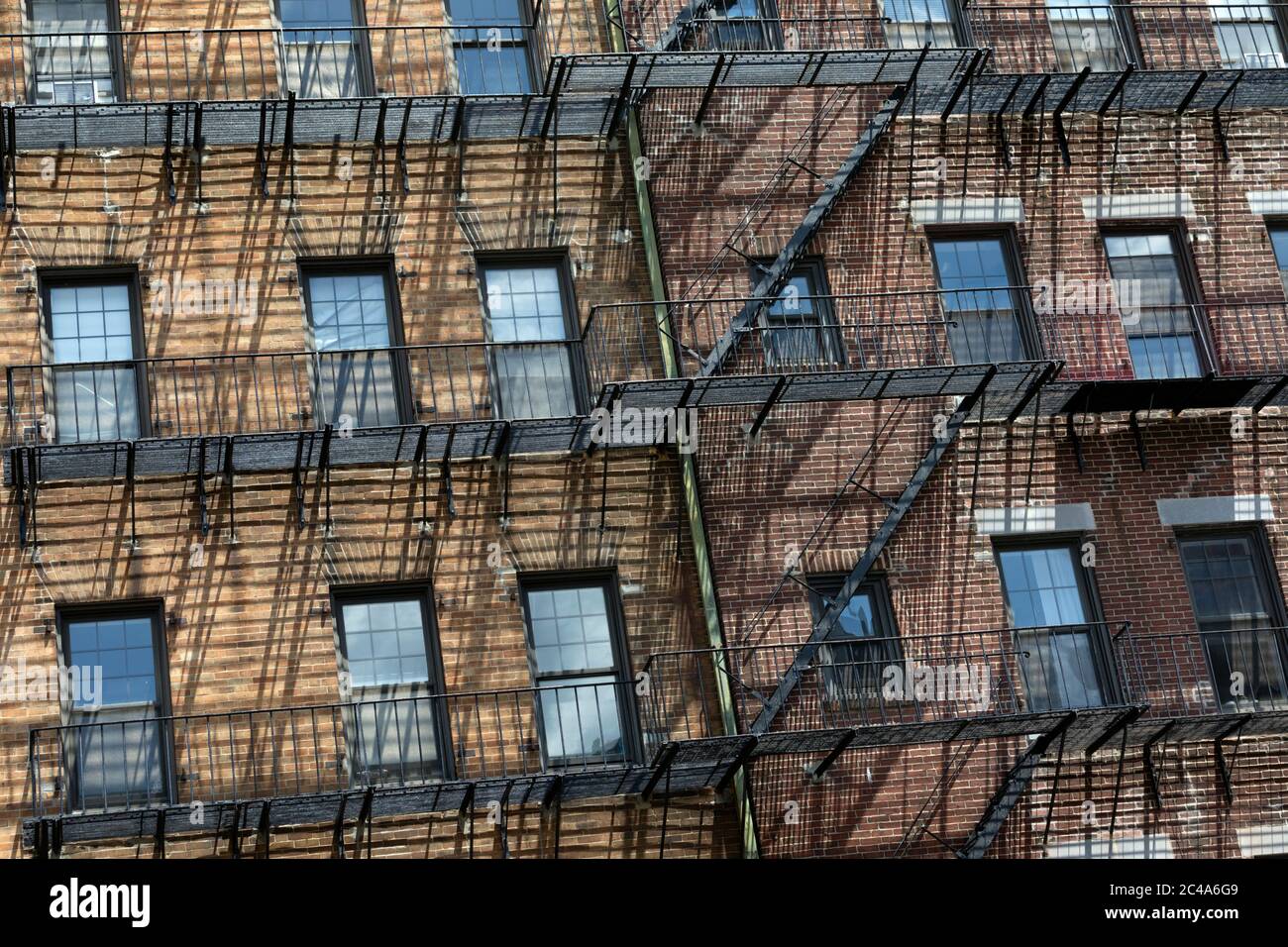 fire escape windows shadows Stock Photo