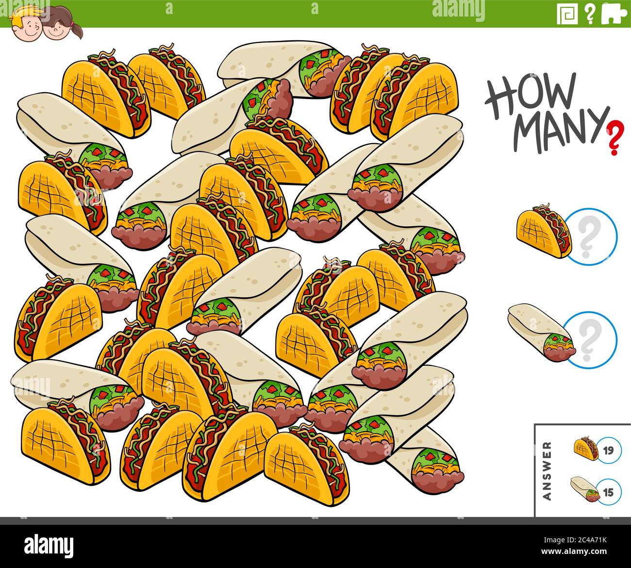 Illustration of Educational Counting Game for Children with Burrito an