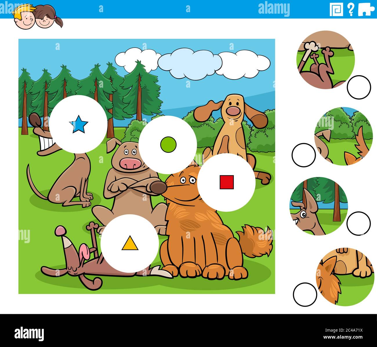 Puzzle Task Cartoon Illustration of Educational Match the Pieces Jigsaw Puzzle Task ...
