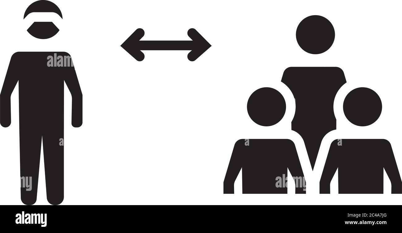 figures humans with arrows social distance silhouette style vector illustration design Stock Vector