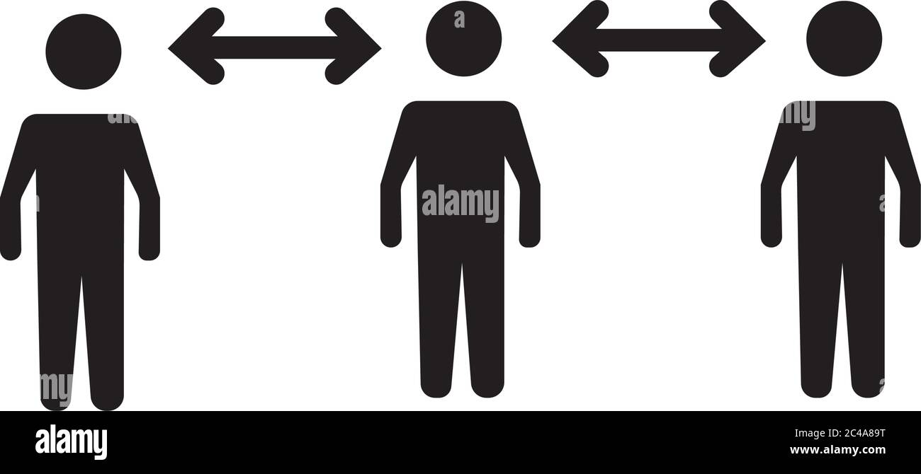 figures humans with arrows social distance silhouette style vector illustration design Stock Vector