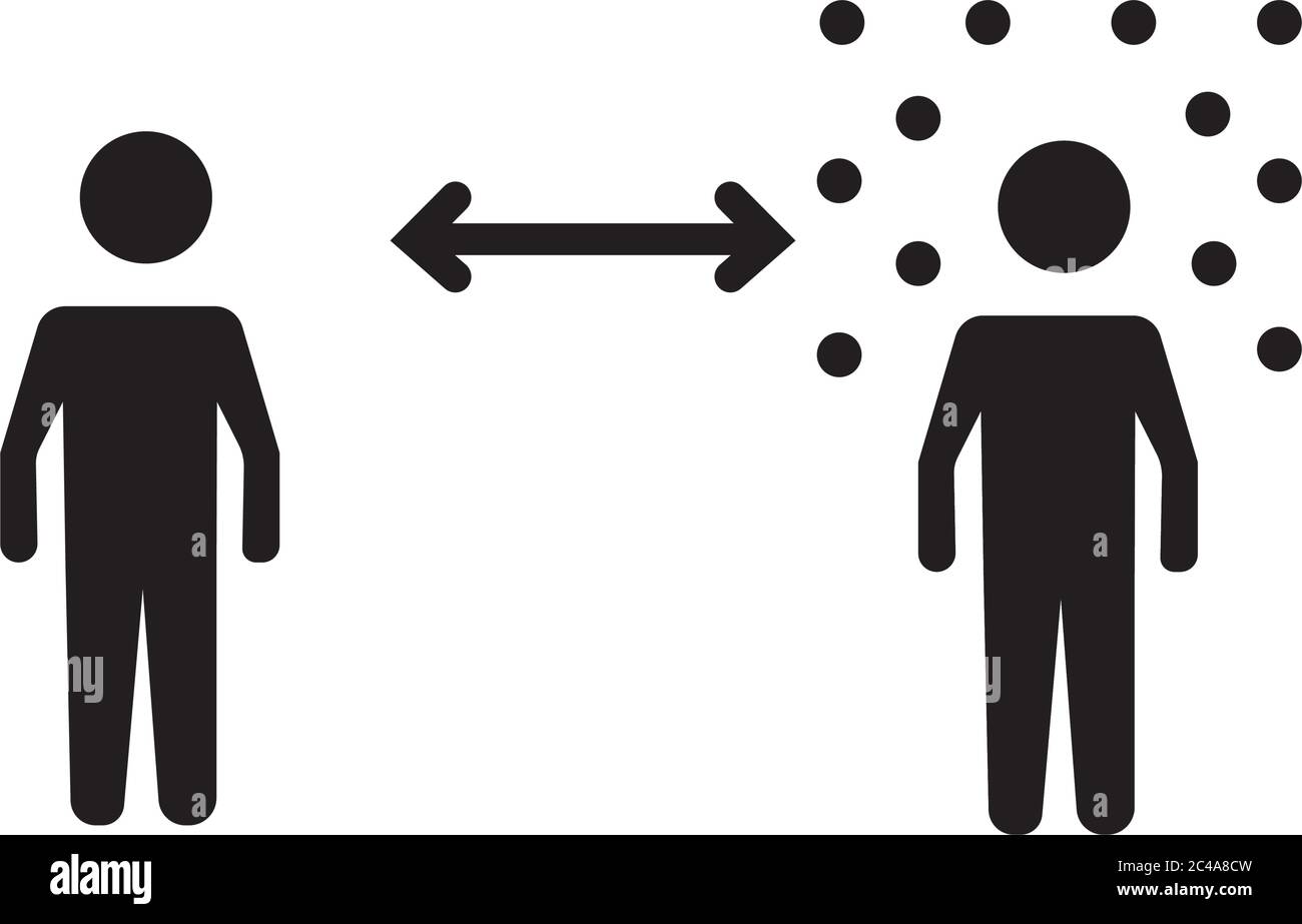 figures humans with arrows social distance silhouette style vector illustration design Stock Vector