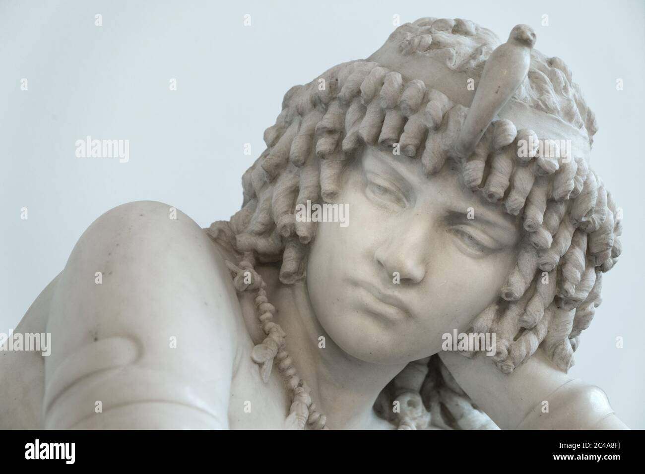 Front view of marble statue of the ancient Egyptian queen Cleopatra, made by Girolamo Masini in 1882, exsposed in Galleria di Arte Moderna of Rome Stock Photo